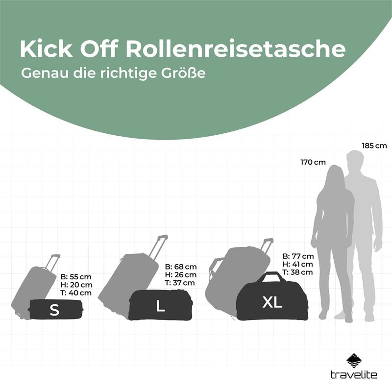 travelite Weichgepäck-Trolley »KICK OFF Reisetasche mit Rollen« 44 l 2 Rollen grosse Reise- und Freizeittasche – ideal als Reisegepäck
