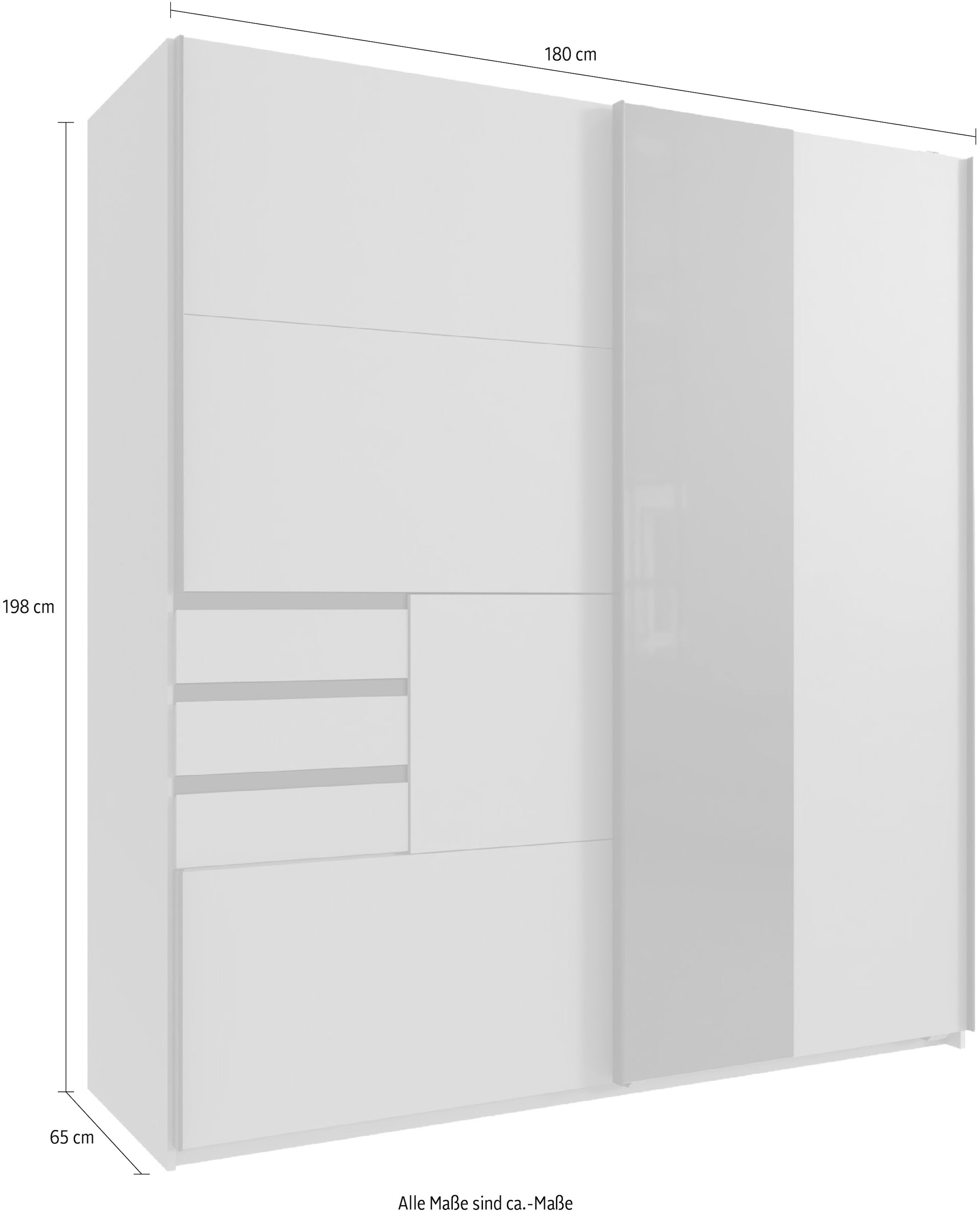 Wimex Schwebetürenschrank »COCHEM in der Breite 180cm, mit Glasabsetzung, inkl. 3 Schubladen«