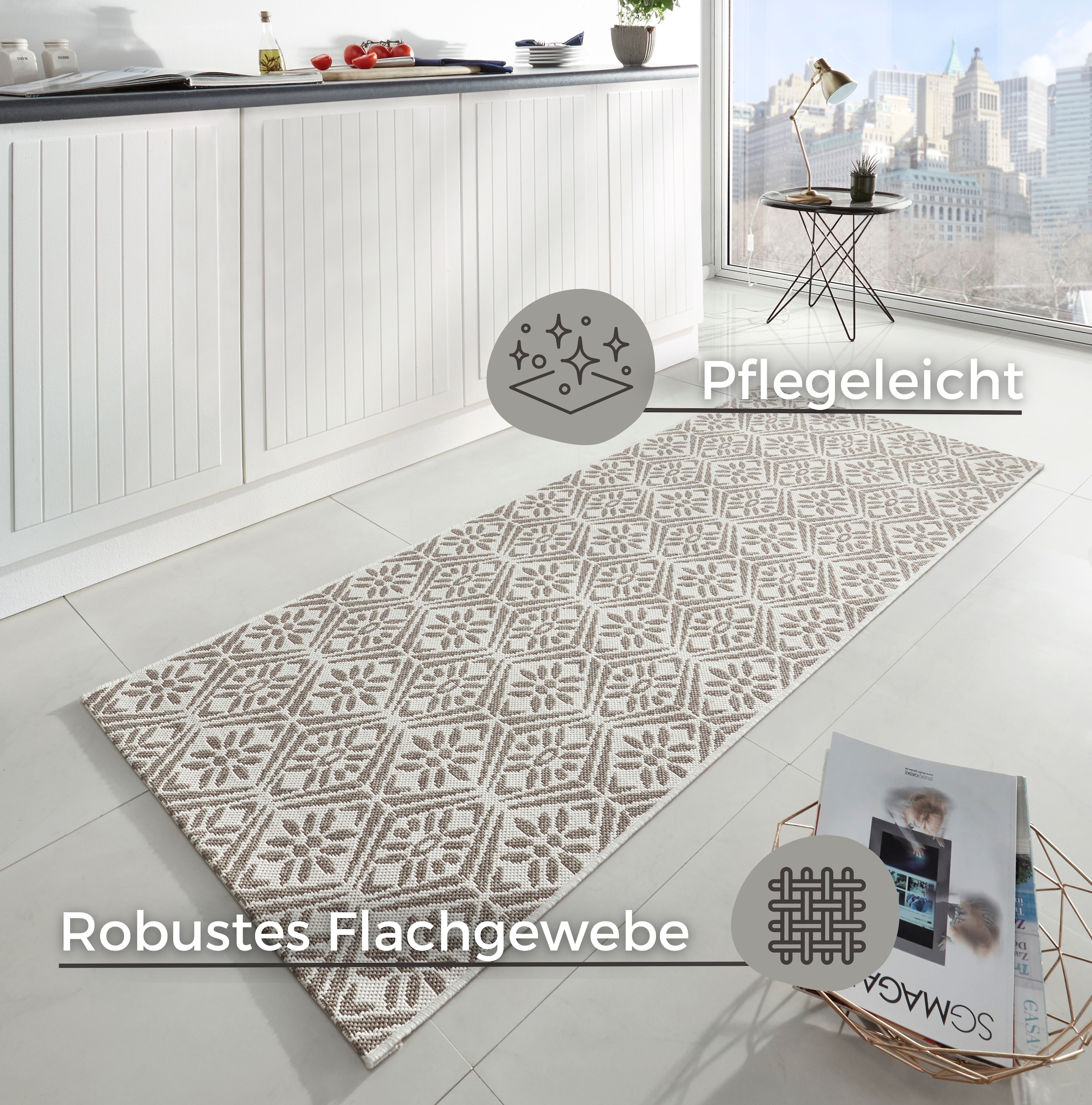 HANSE Home Läufer »Creation« rechteckig 8 mm Höhe Teppichläufer, Küchenläufer, Teppich, Waschbar, Küche, Flur, Rauten