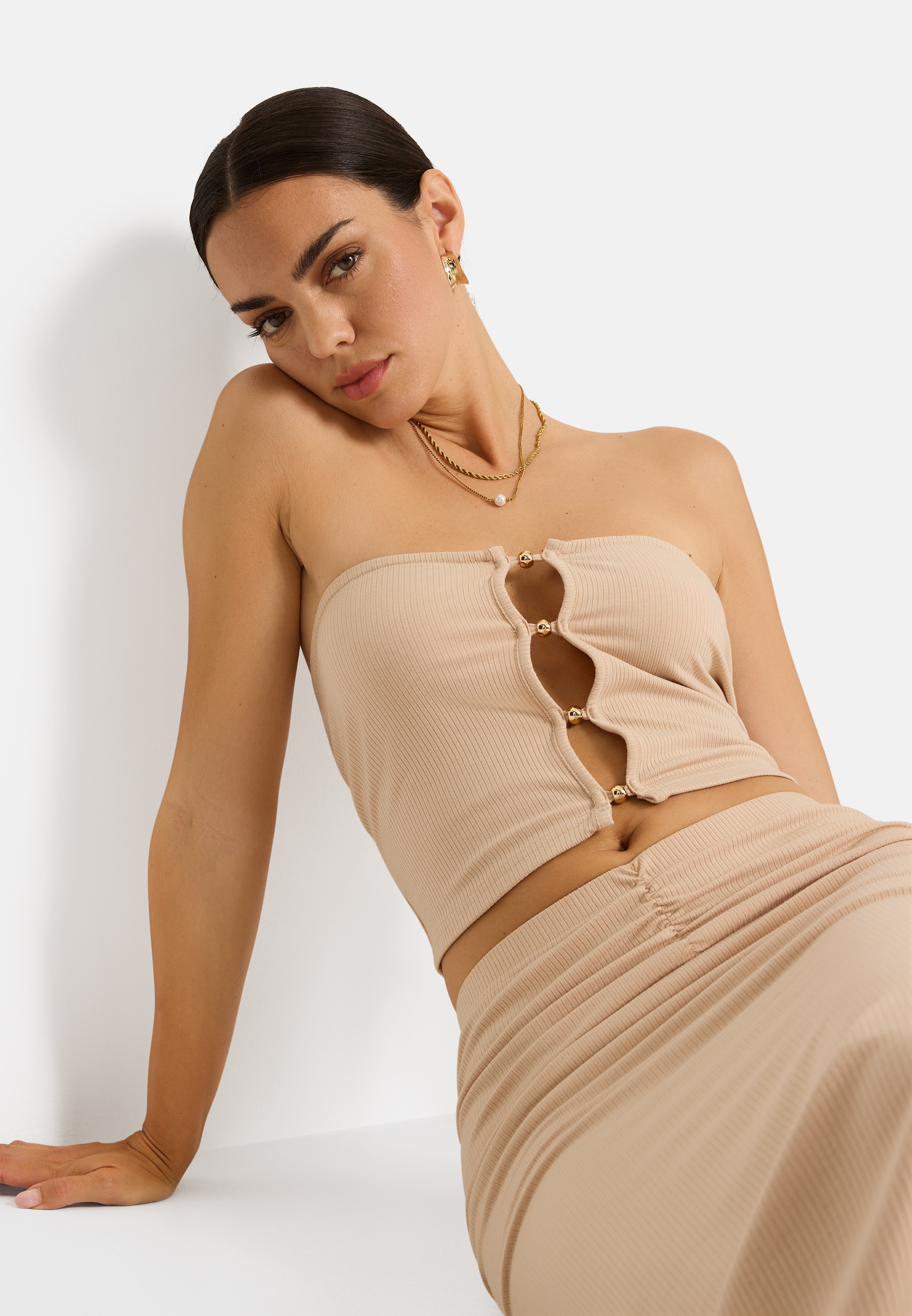 LSCN by LASCANA Top en bandeau En maille côtelée douce, crop top