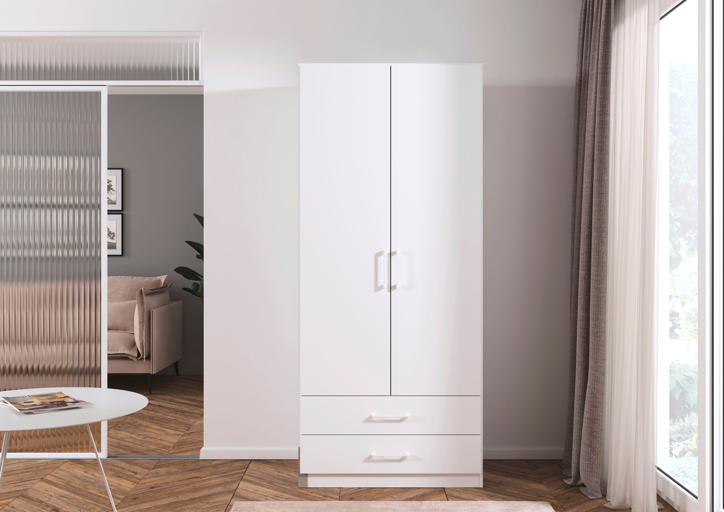 rauch Armoires à vêtements »Schrank Schlafzimmerschrank Garderobe Stauraum GAMMA Breite 91 cm« En 3 configurations BASIC/CLASSIC/PREMIUM (avec fonction SOFT-CLOSE),  avec tiroirs, différentes variantes de poignées MEILLEURE VENTE MADE IN GERMANY