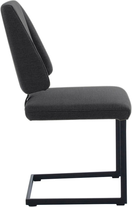 K+W Komfort & Wohnen Chaise de salle à manger »Longbeach, Freischwinger« () 1 cuisavec cadre et entretoise en métal noir structuré, confort d'assise