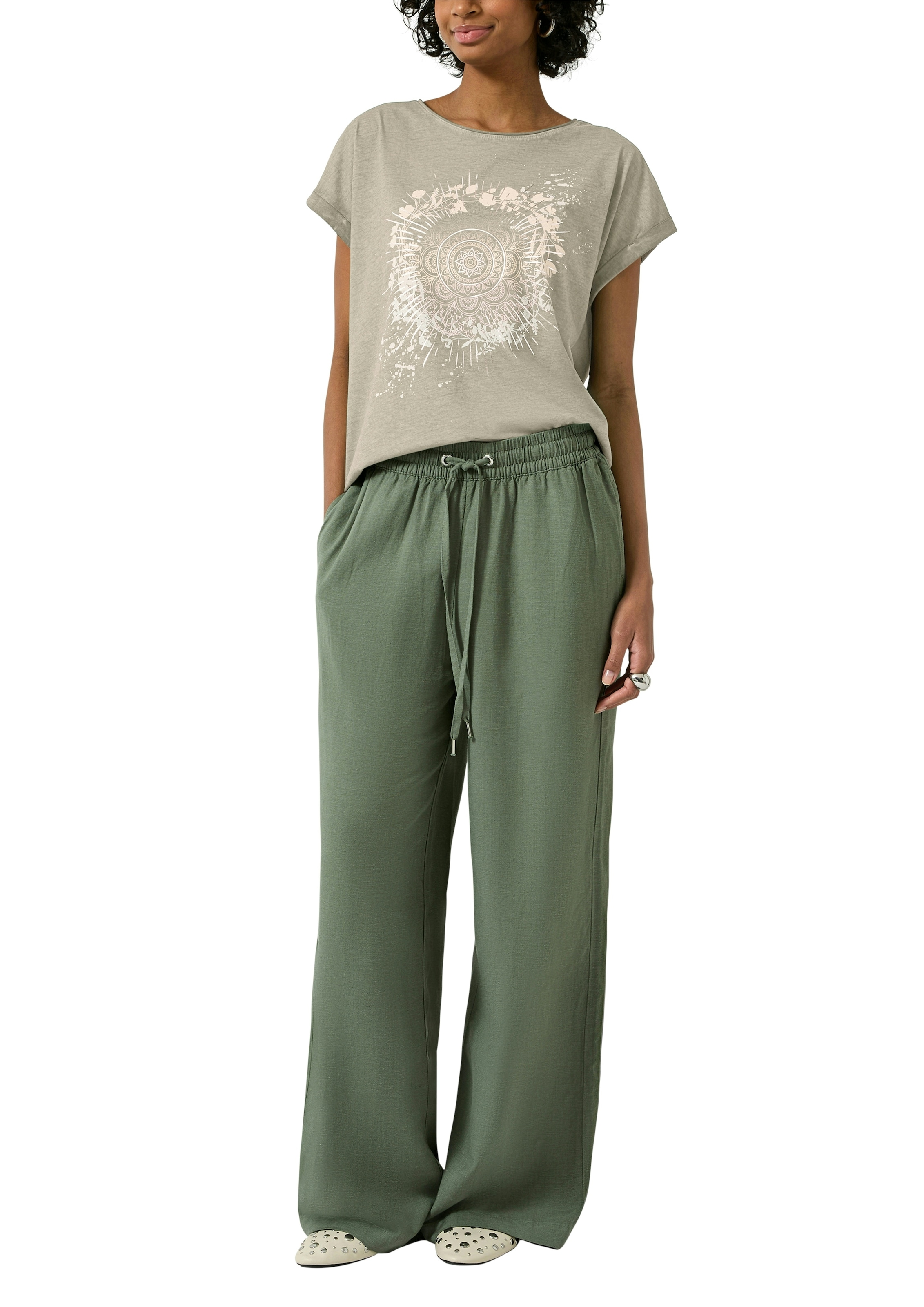 QS Rundhalsshirt mit grossem Print
