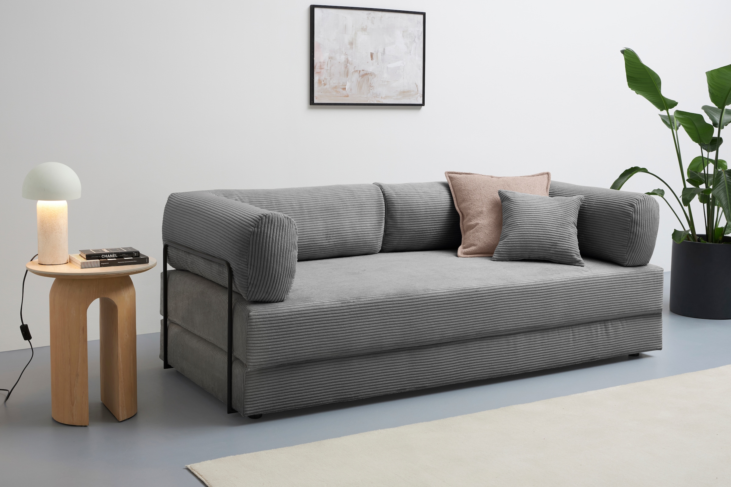 homsy by Ana Johnson Schlafsofa »Folda, Dauerschläfer, Breite 206 cm, Liegefläche 181x198 cm« mit Bett-/Schlaffunktion, inkl. 1x Zierkissen, Tonnentaschenfederkern