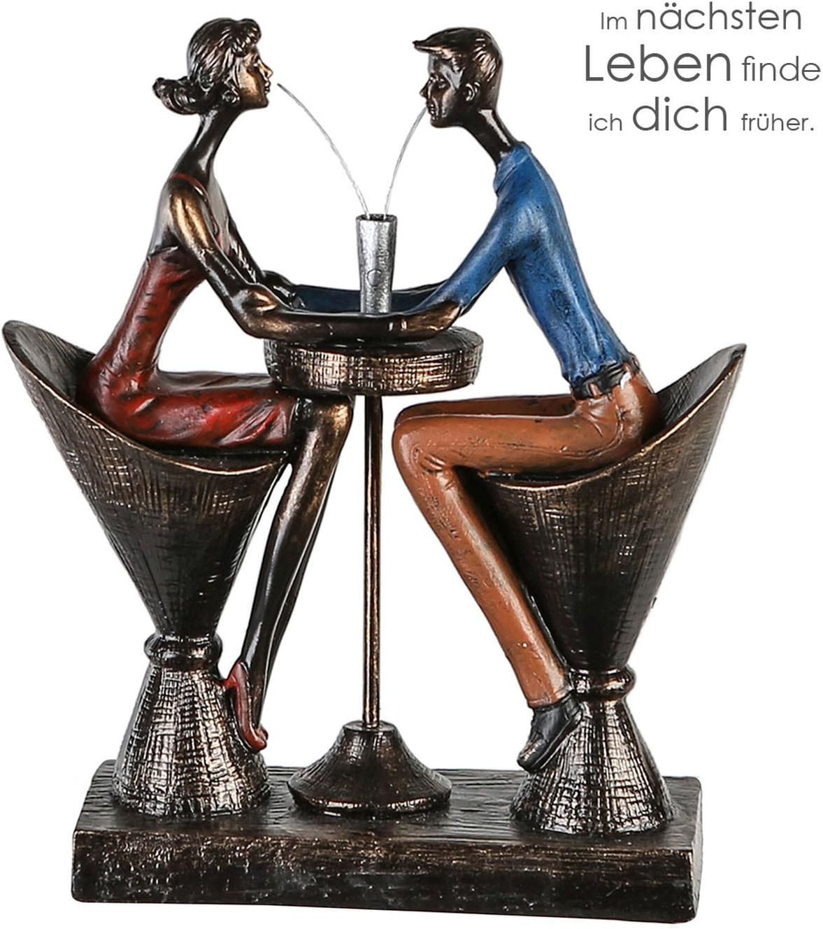 Casablanca by Gilde Figurine de décoration »Skulptur "Table for two"« Vêtements colorés, finition antique, base aspect bois