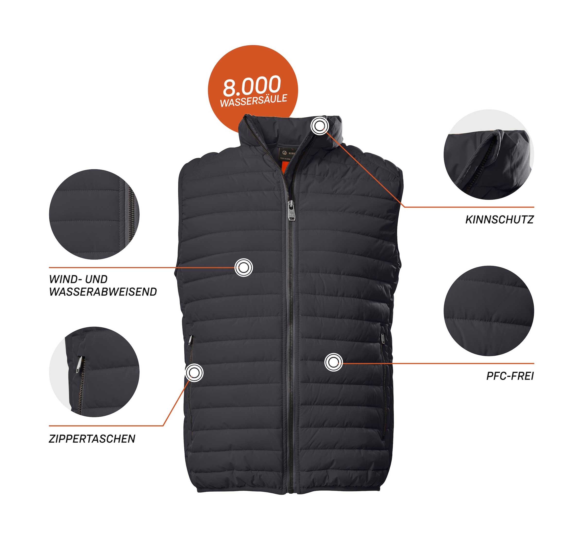 G.I.G.A. DX by killtec Steppweste »GS 170 MN QLTD VST« Wasser- und windabweisende Herrenweste mit Stehkragen