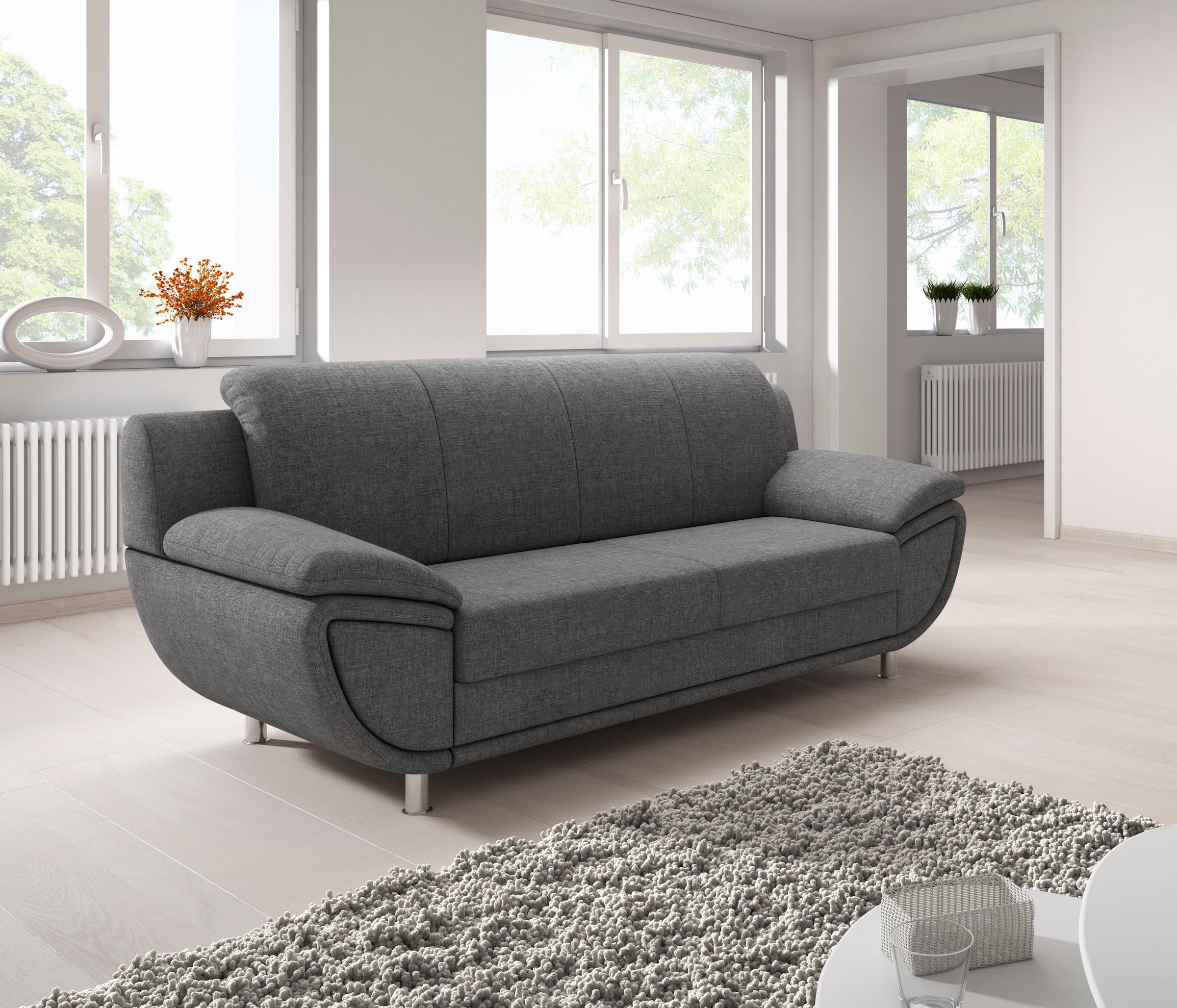 TRENDMANUFAKTUR 3-places »Rondo II zeitlos und bequem,« au choix avec ressorts confortables, avec accoudoirs extra larges