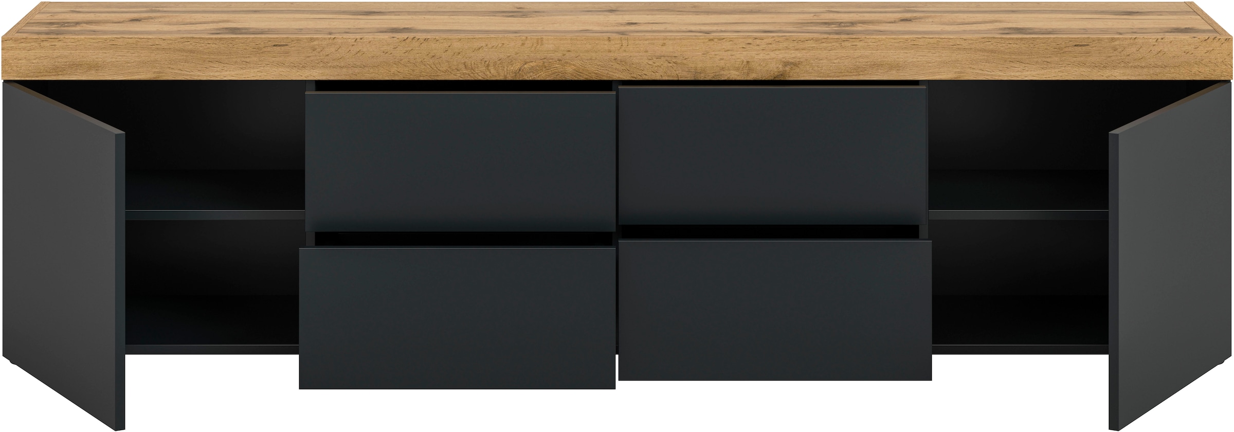 GOODproduct Table basse »MAMBO, Breite 200cm, 2 Türen, 4 Schubkästen, push-2-open« 2 farbige Ausführung, in verschiedenen Farben erhältlich, 1 cuis tlg. Lowboard, TV Unterschrank, Tv-Schrank, Wohnzimmer