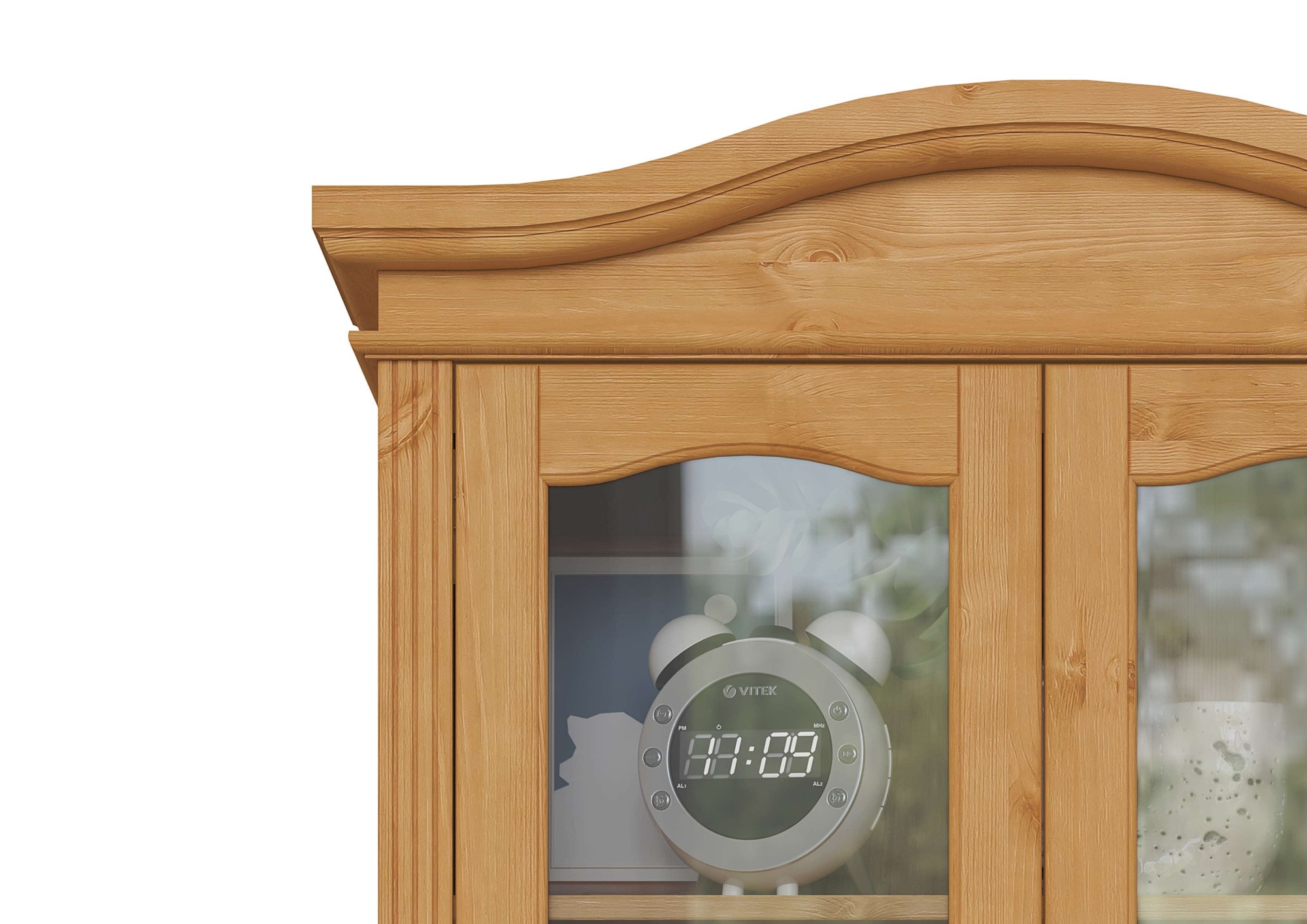 GOODproduct Vitrine »Konrad« aus massiver Kiefer, mit Glaseinsätzen, B/T: 94/208 cm