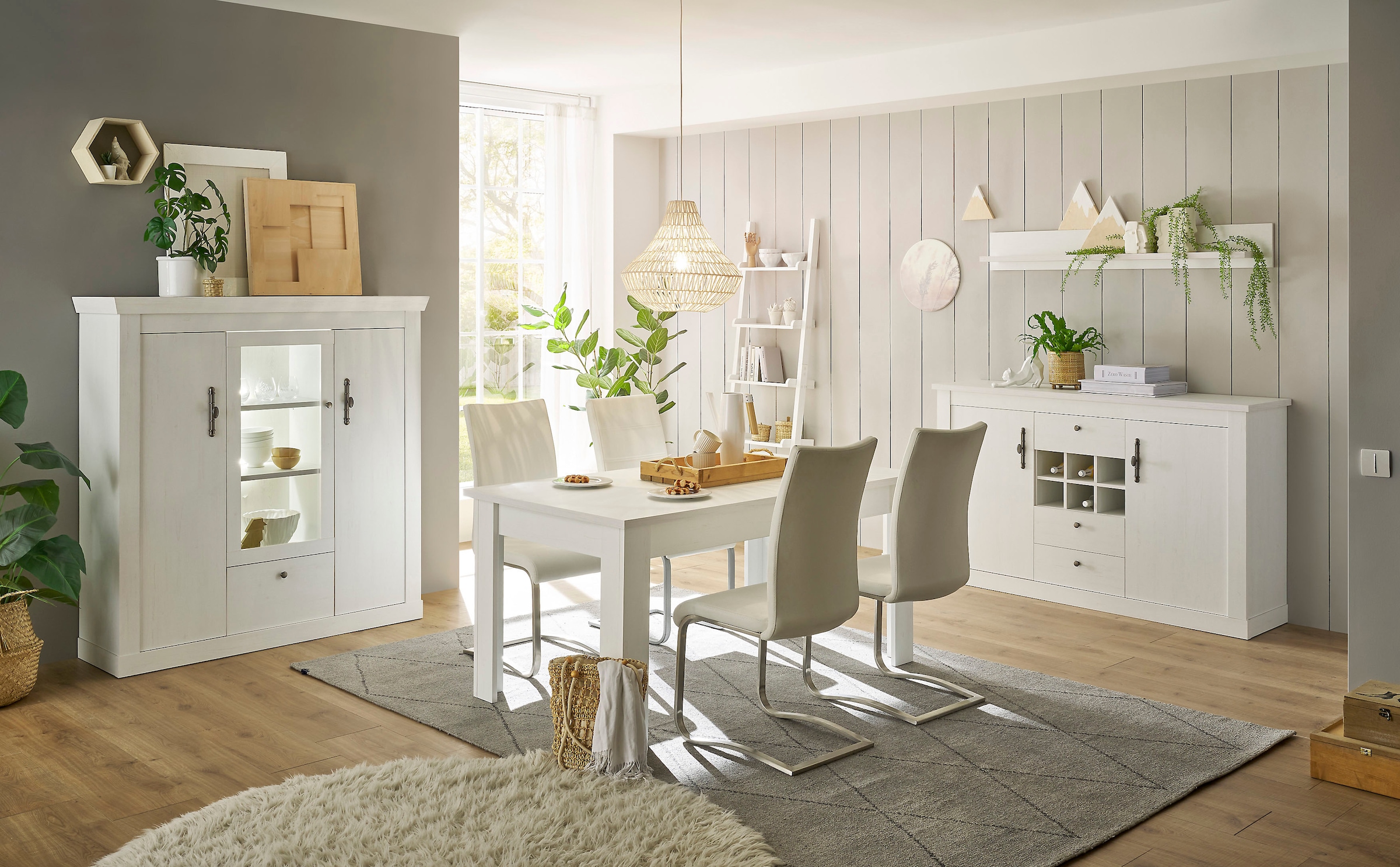 Home affaire Buffet haut »RAVENNA« im romantischen Landhausstil, Griffe aus Metall, Höhe 146 cm