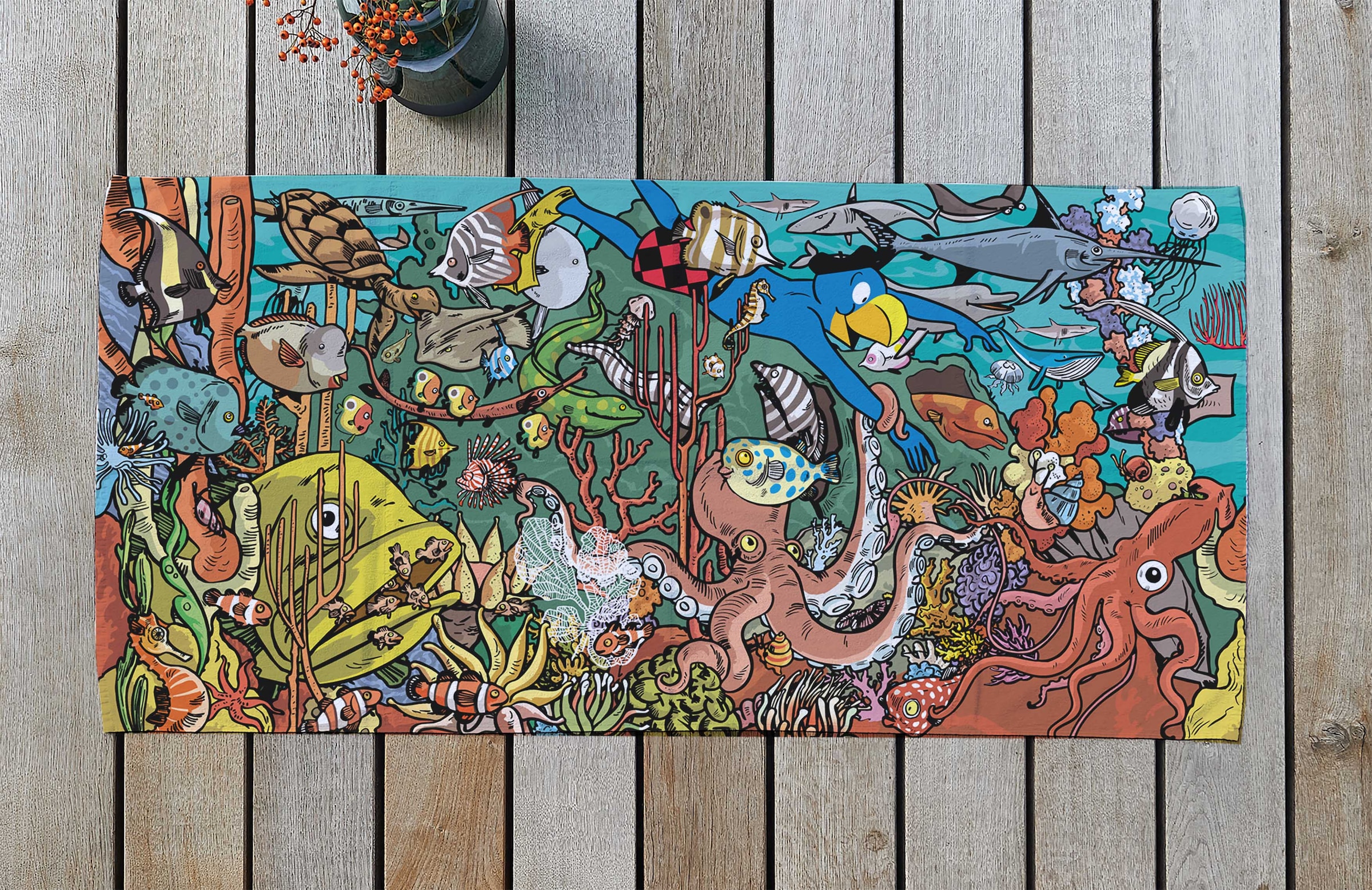 Globi Serviette de plage »Globi Tiefseetaucher«