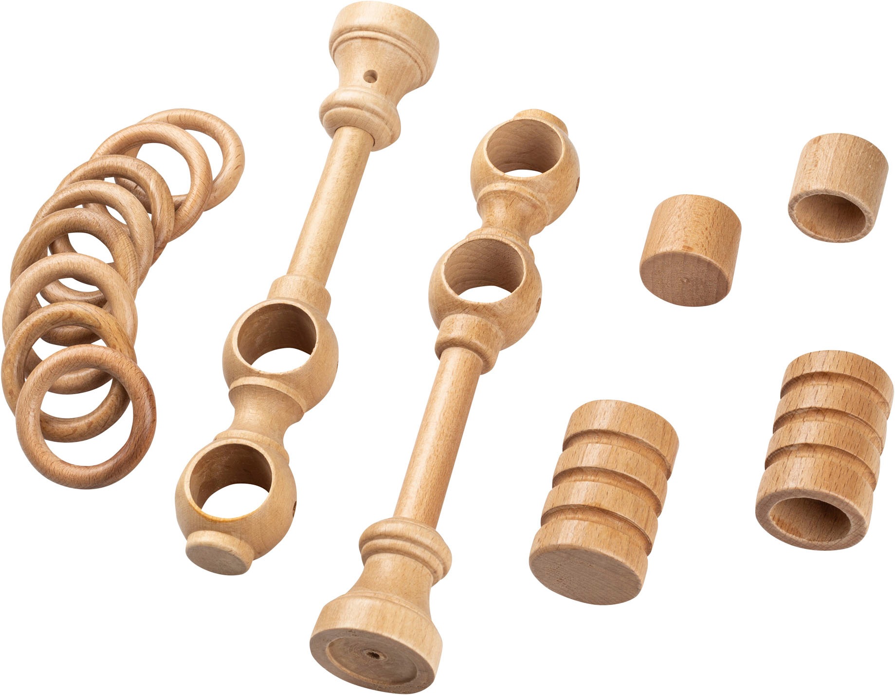 SN DECO GROUP Gardinenstange »Pisa« 2 läufig-läufig Fixmass 28 mm, Holz, verschiedene Längen und Farben, Komplettset