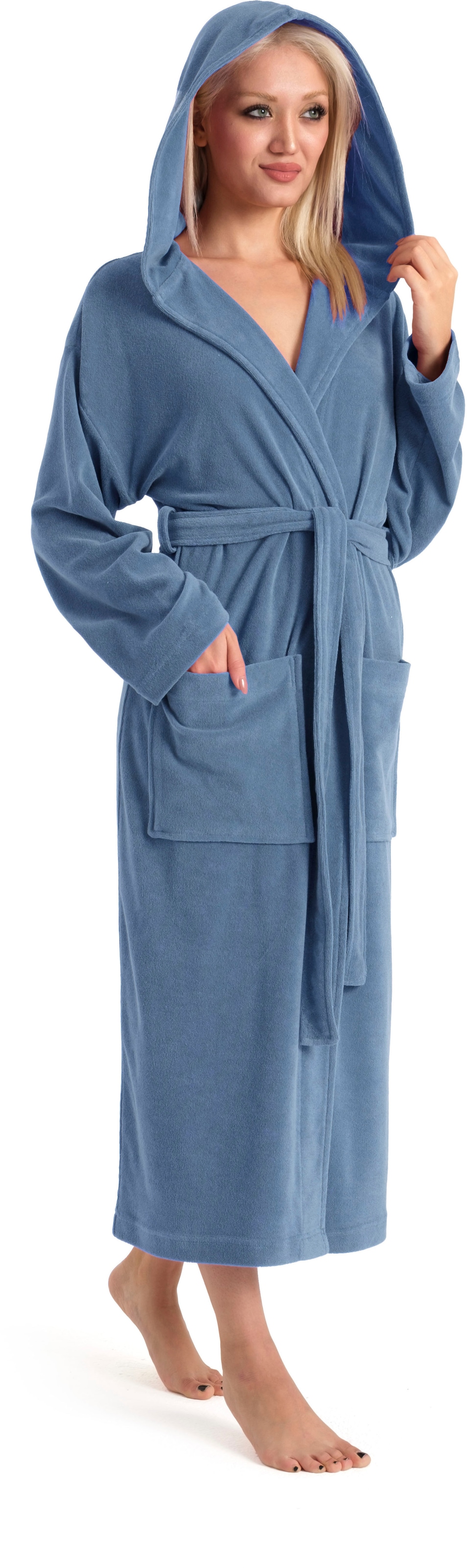 GOODproduct Peignoir de bain femme »Jule, ideal für Sauna & Spa, Hotelbademantel, Morgenmantel« 1 cuis peignoir léger uni en éponge, forte teneur en coton, XS-4XL