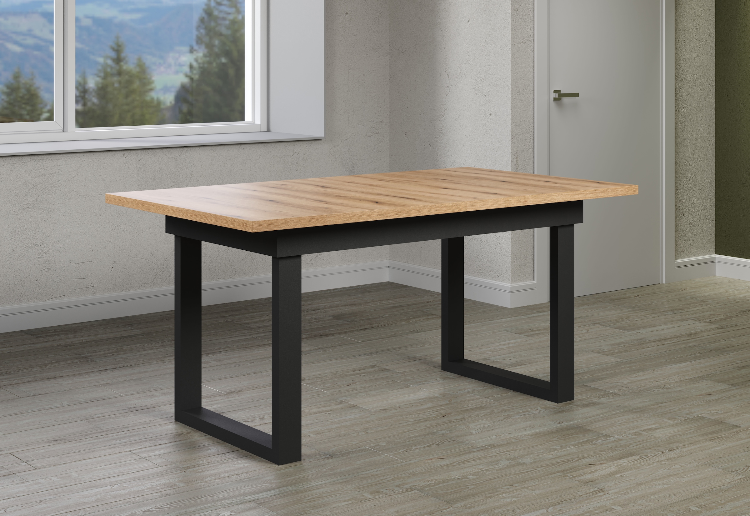 INOSIGN Table de salle à manger »Valencia« 1 cuis tlg. Synchroauszug; Metallkufen, ausziehbar auf 200 cm