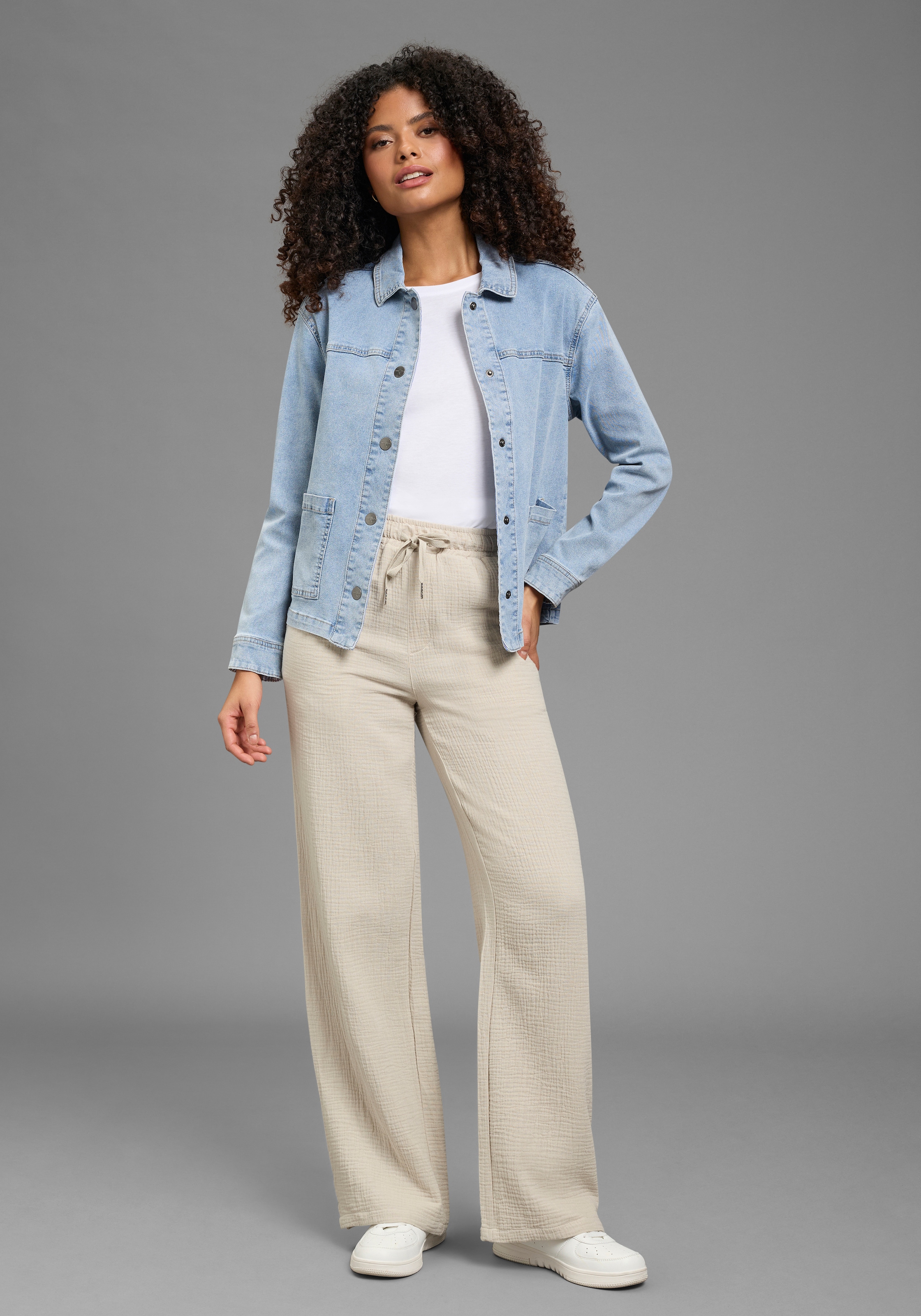 KangaROOS Pantalon palazzo  weite Hose, mit Bindeband am Bund, mit Schlitzen am Beinabschluss