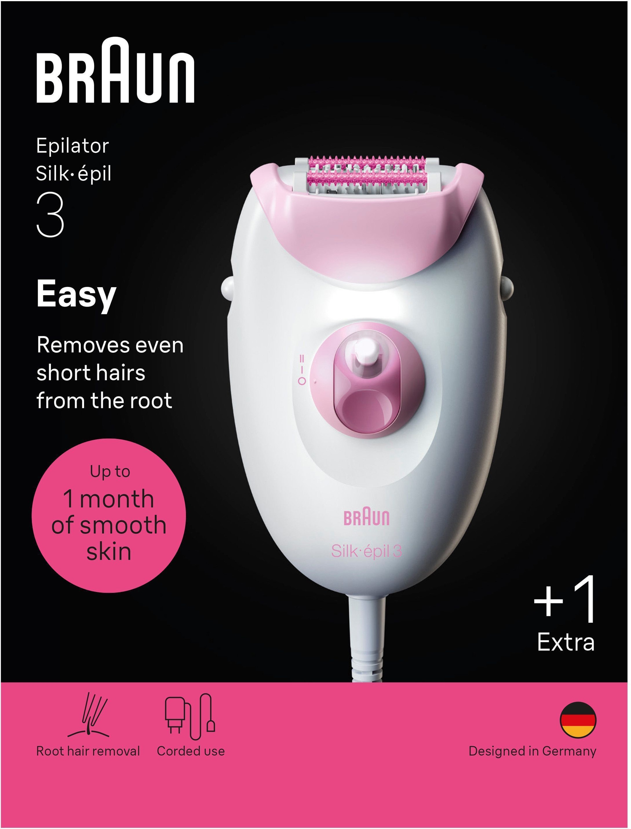 Braun Épilateur »Silk-épil 3 SE3-202« peau lisse durable, inclut un taille-bikini, SmartLight