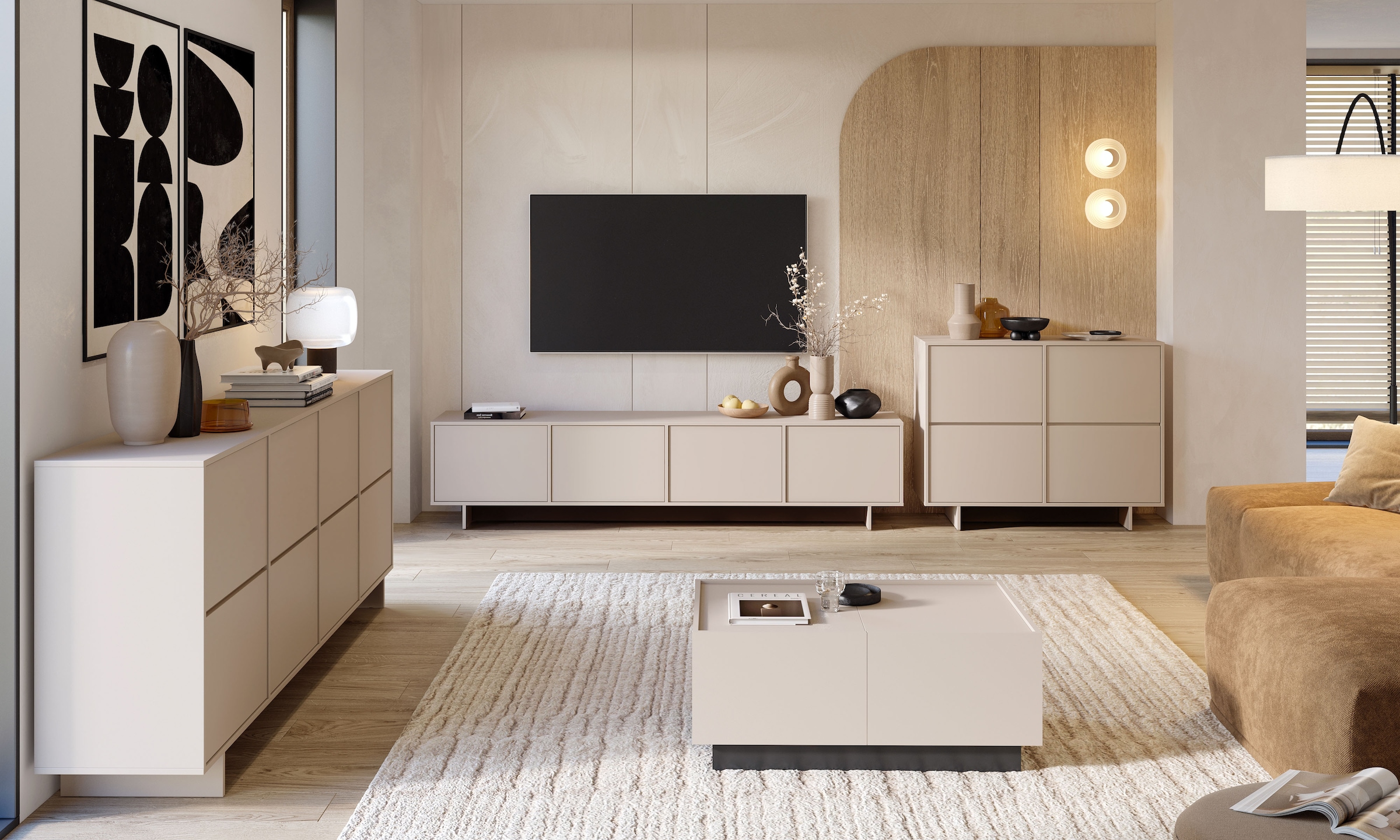 GOODproduct Buffet »Tatami, Stilvolle, moderne grifflose Kommode 2 Türen, Breite 111cm« Anrichte mit viel Stauraum, Böden verstellbar, push-to-open-Funktion