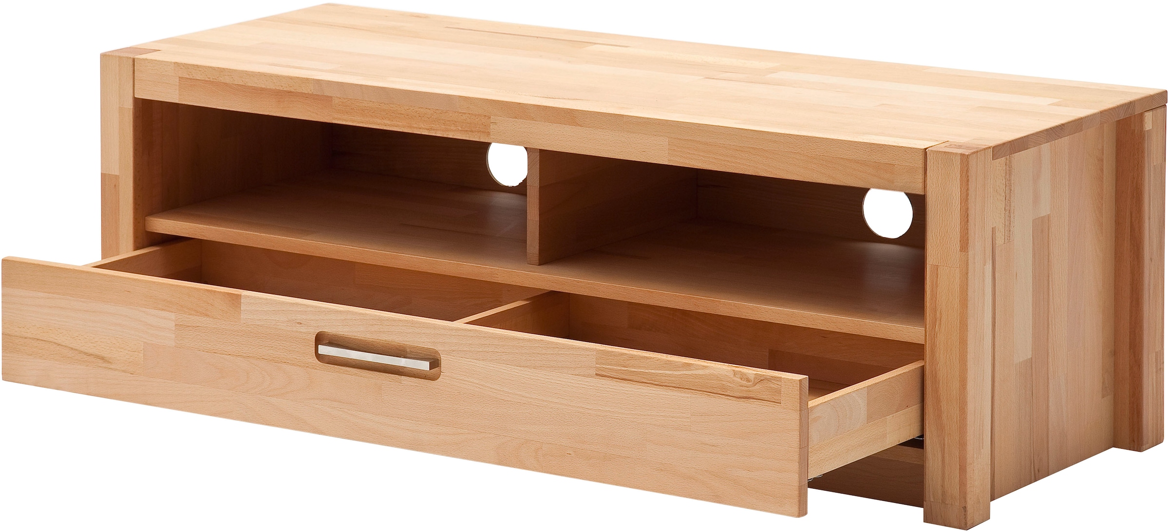 MCA living Lowboard »Fenja TV-Element, Kommode,TV-Möbel,Breite 125 cm« Set, 1 Stück, 1 Stk. tlg. Massivholz, 1 Schubkasten, 2 offene Fächer, maximale TV-Grösse 50 Zoll