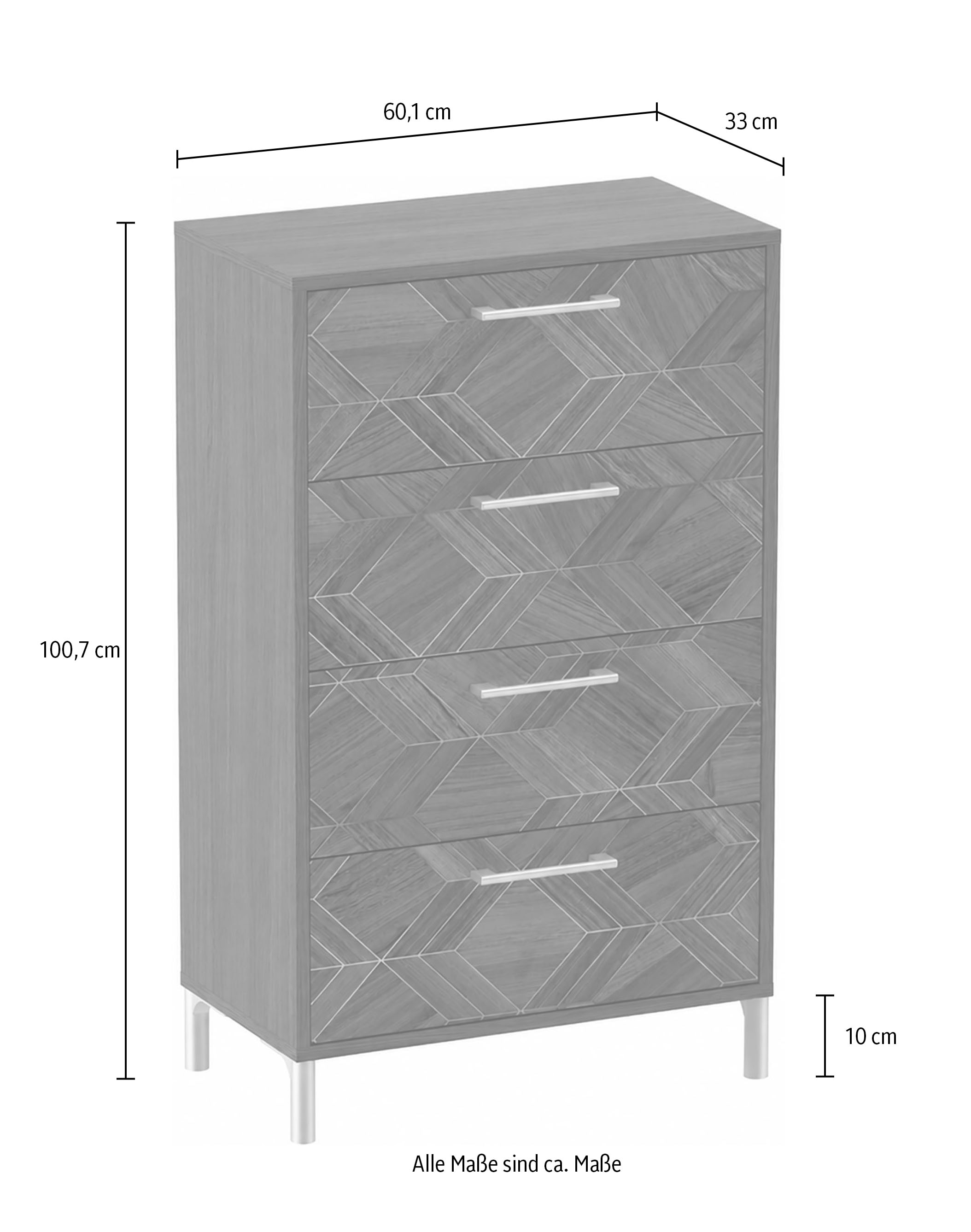 Schildmeyer Commode »Glenn, Art-Déco Design mit eleganten Goldakzenten, Made in Germany« 1 cuis tlg. Nussbaum Art-Déco Design mit eleganten Goldakzenten, Made in Germany