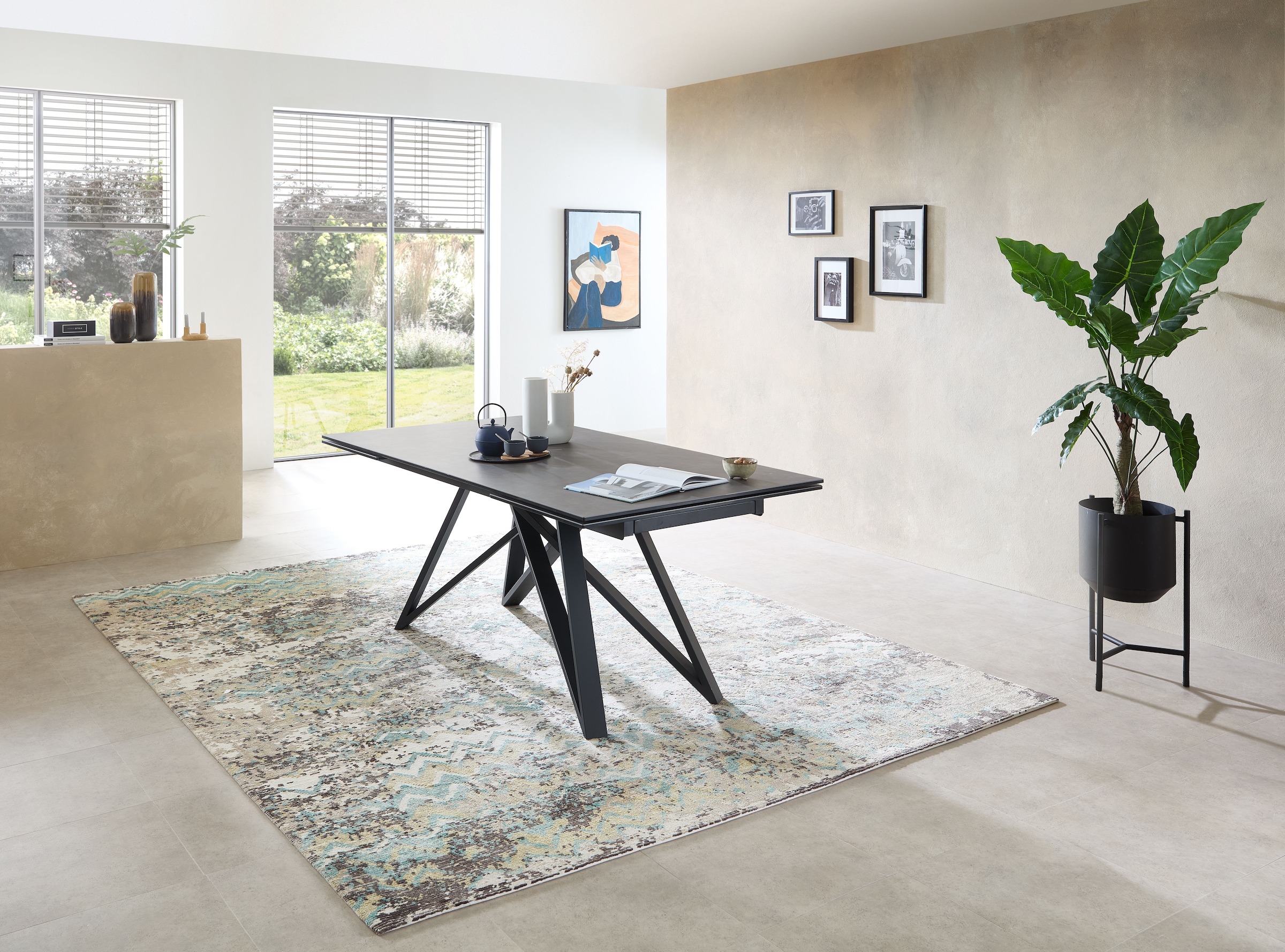 Stolkom Esstisch »Charly Esszimmertisch Keramik, ausziehbar 280 cm, BxHxT 180x75x95 cm« Keramikoberfläche,Tischplatte beidseitig ausziehbar 180 auf 280 cm