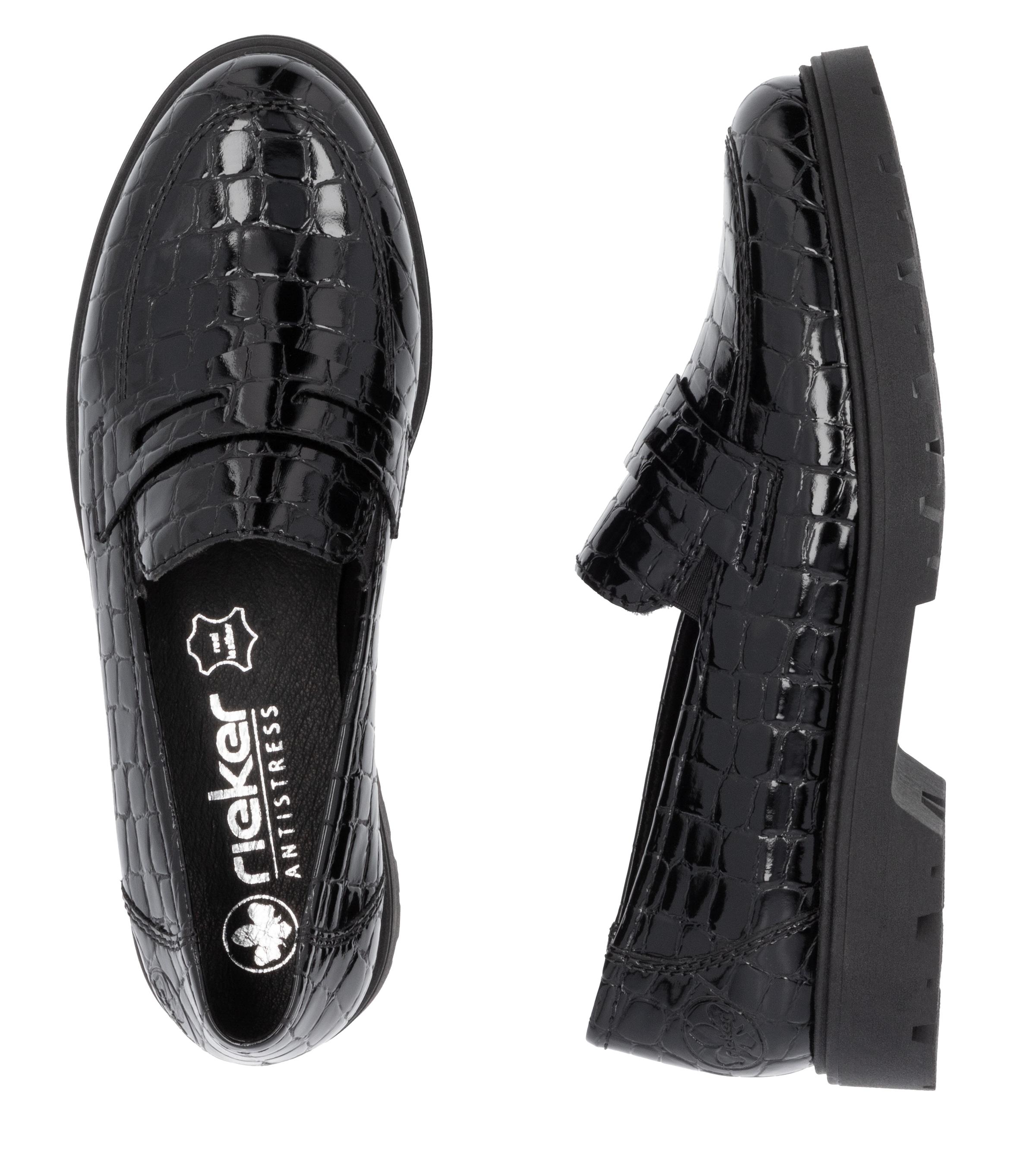 Rieker Loafer  , Slipper, Schlupfschuh, Collegeschuh mit kleinen Gummizügen