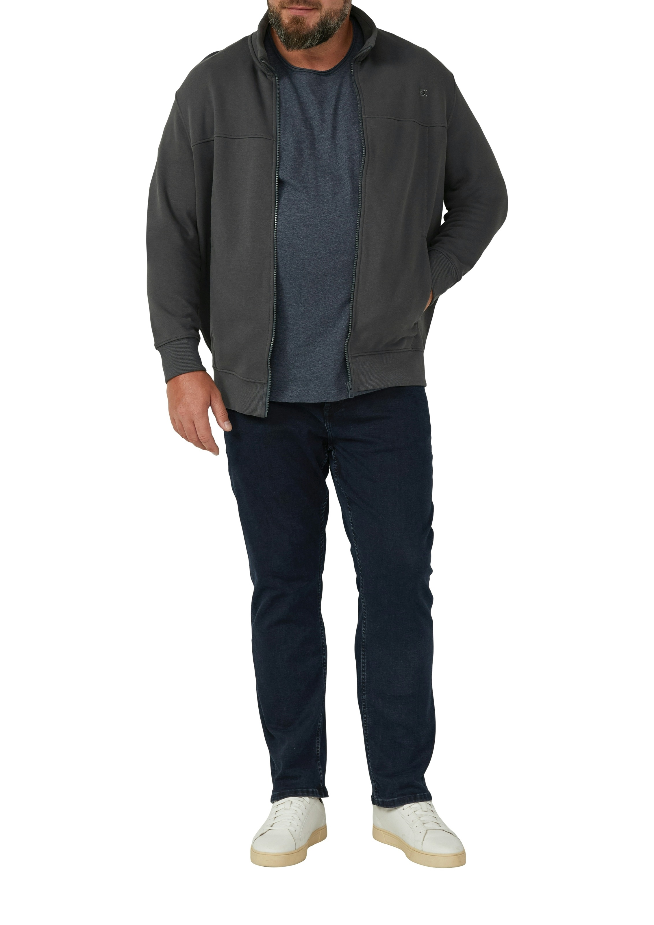 s.Oliver Men Big Sizes Veste sweat avec fermeture éclair et col montant