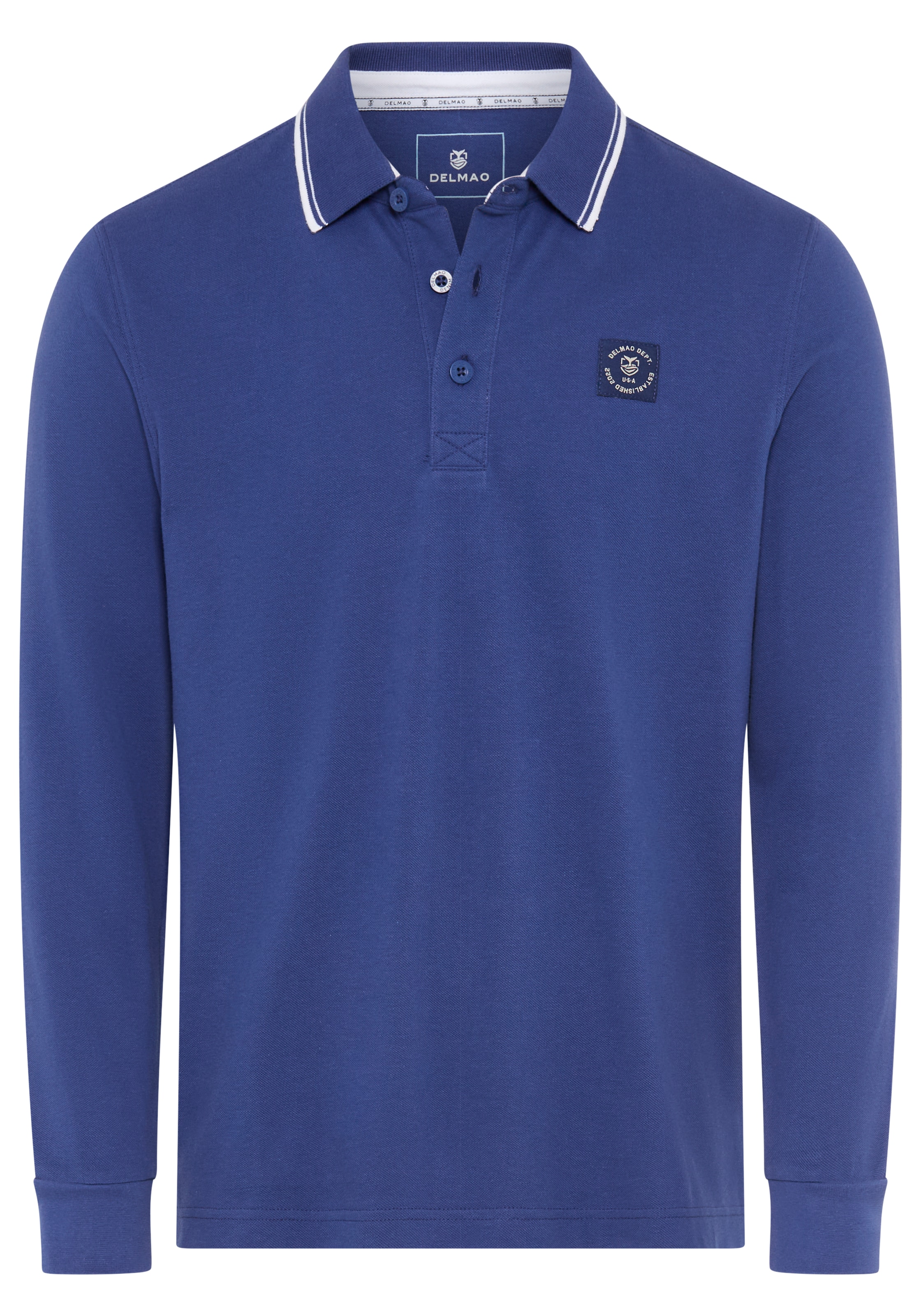 DELMAO Polo à manches longues »Neue Kollektion!« coupe étroite, manches longues, uni, en piqué