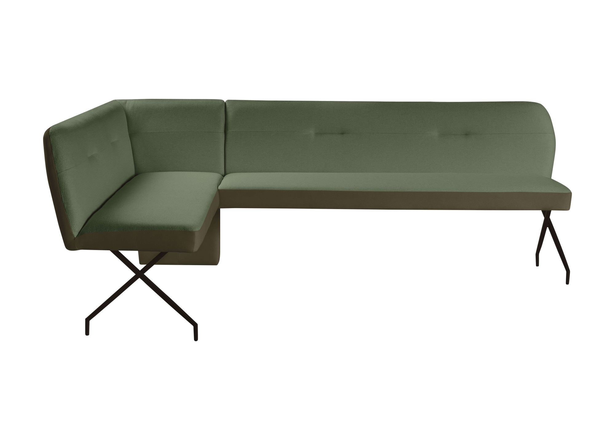 GOODproduct Banc d'angle »Bruna Esszimmerbank, Bank, Küchenbank, Polsterbank« Mattschwarzes Metallgestell, 2-Stoff-Design, Wellenfederung im Sitz