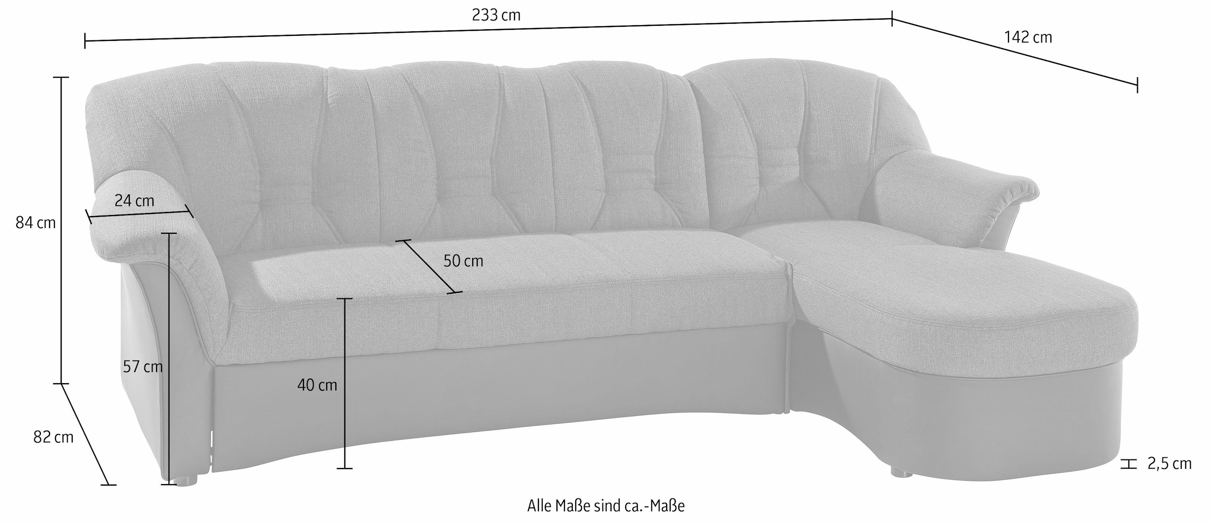 DOMO collection Ecksofa »Elva, zeitlose Formensprache, elegante Rückensteppung, L-Form« wahlweise mit Bettfunktion und Federkern