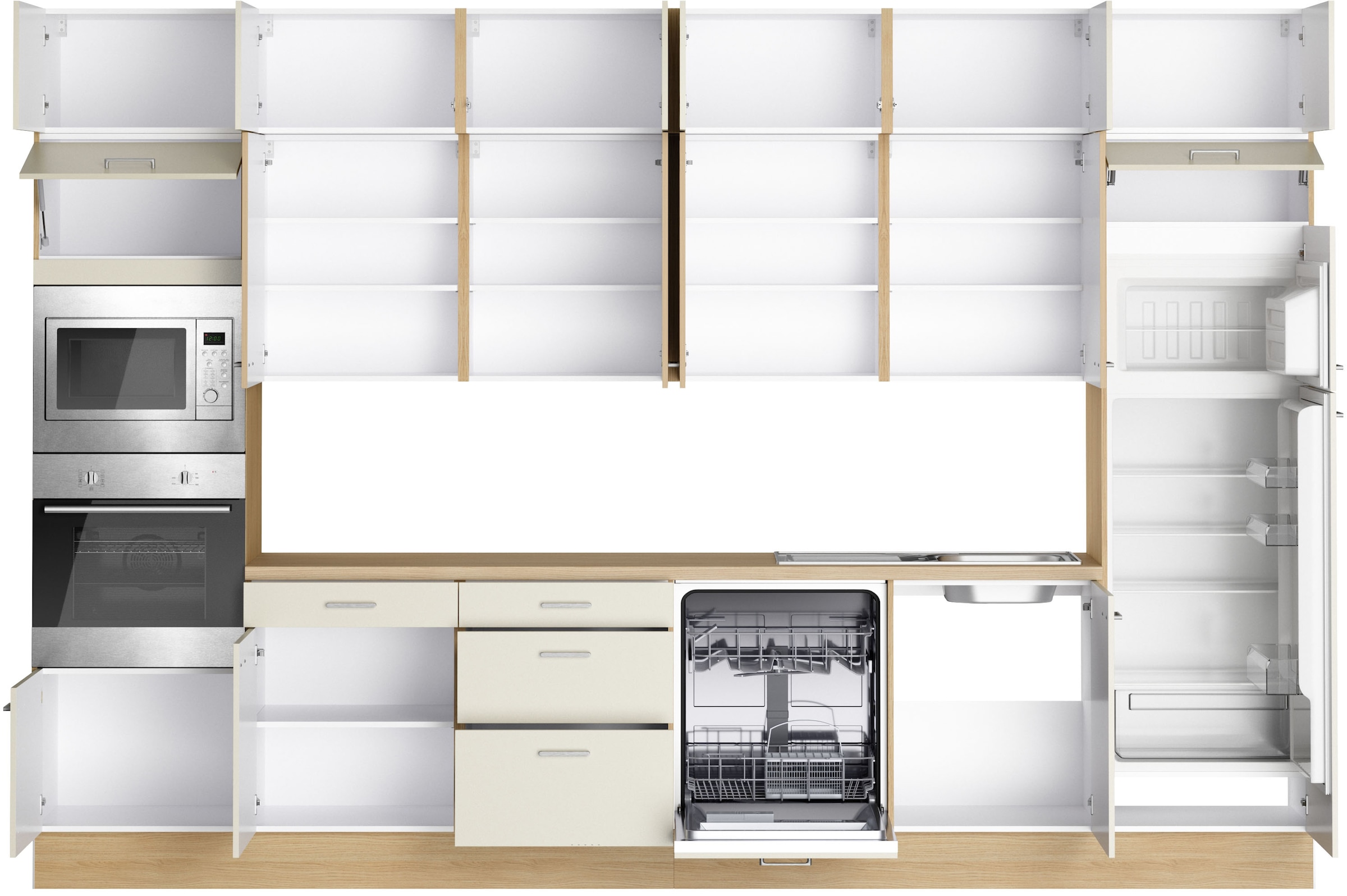 KOCHSTATION Kitchenette »KS-Lucy« Breite 360 cm, Soft-Close, inkl. Zubehör, wahlweise mit E-Geräten