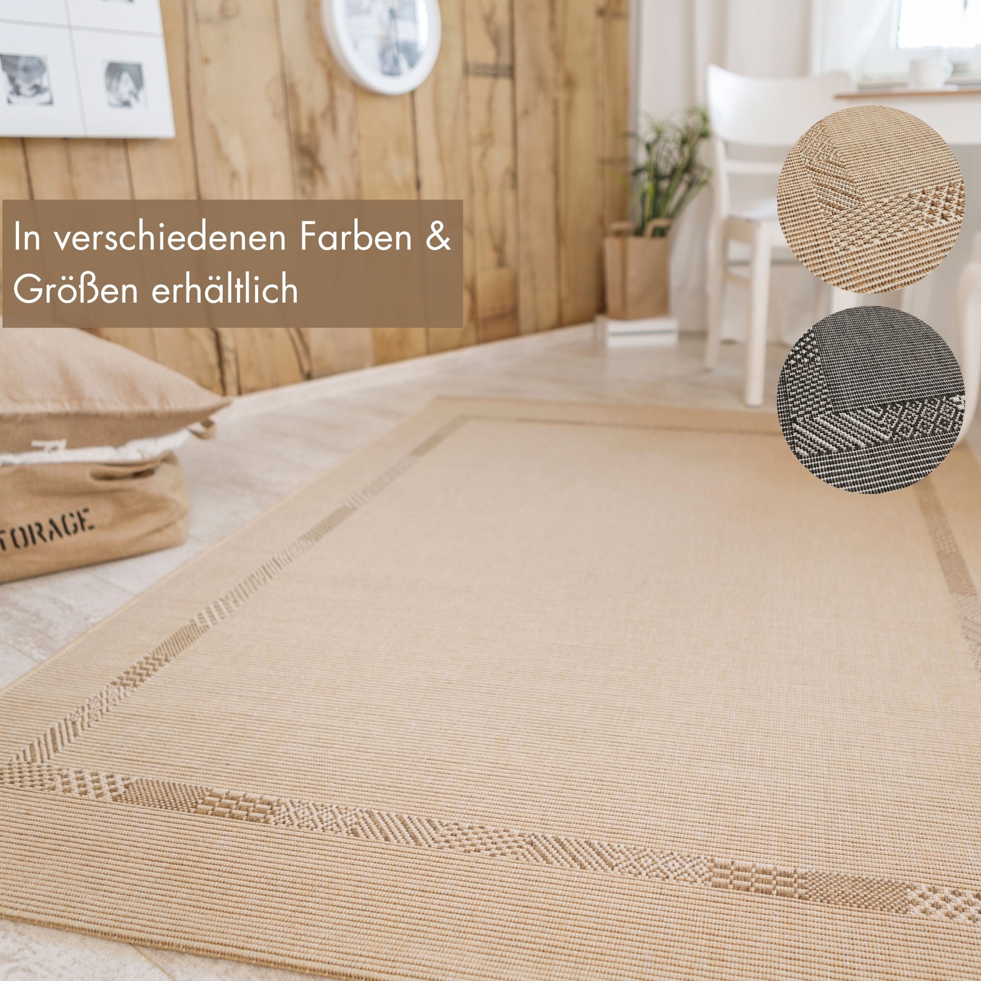 Andiamo Teppich »Montana« rechteckig 5 mm Höhe Flachgewebe, meliert, mit Bordüre, In- und Outdoor geeignet