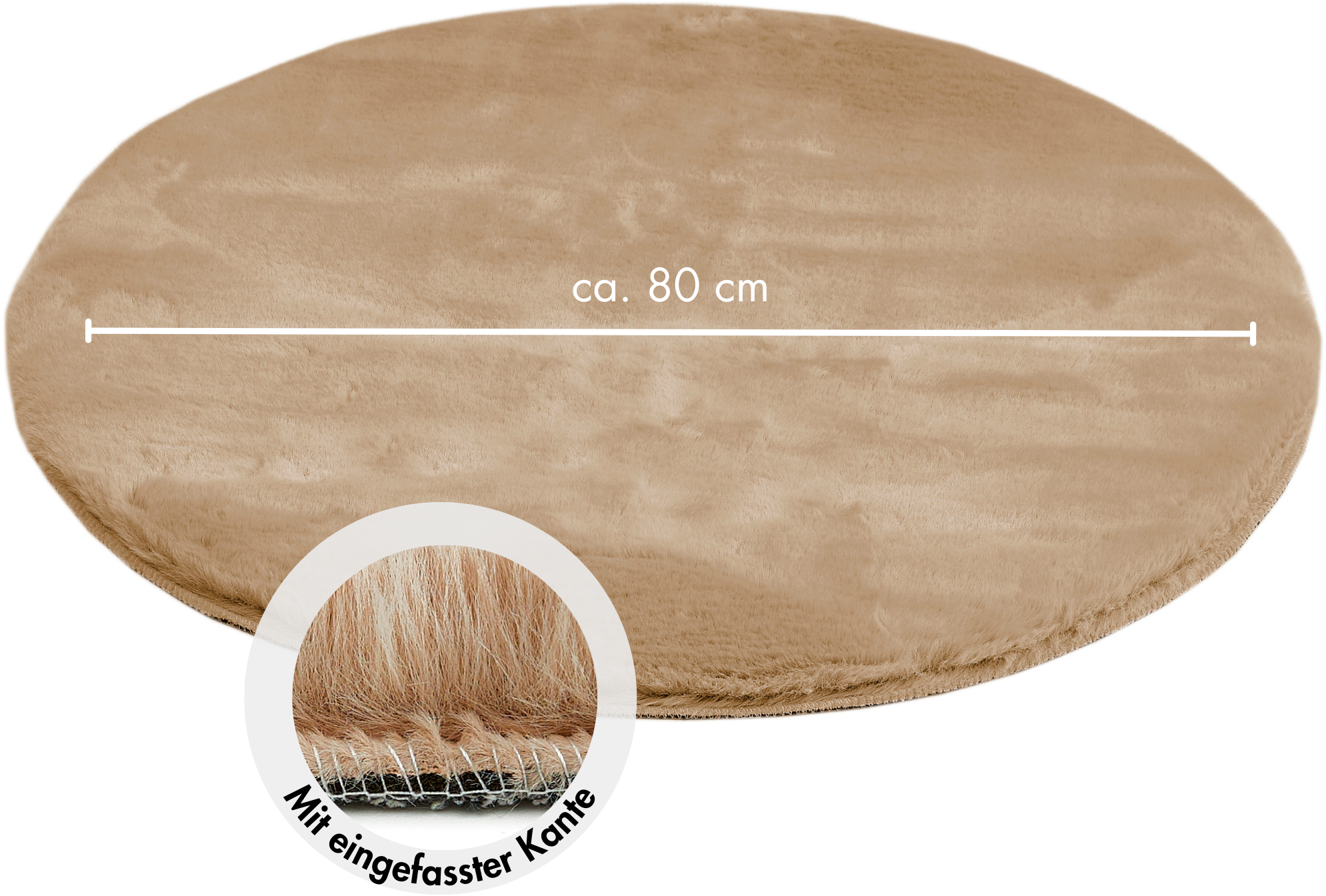 GOODproduct Hochflor-Teppich »Lugano« rund 30 mm Höhe Kunstfell, Uni Farben, sehr weich & kuschelig