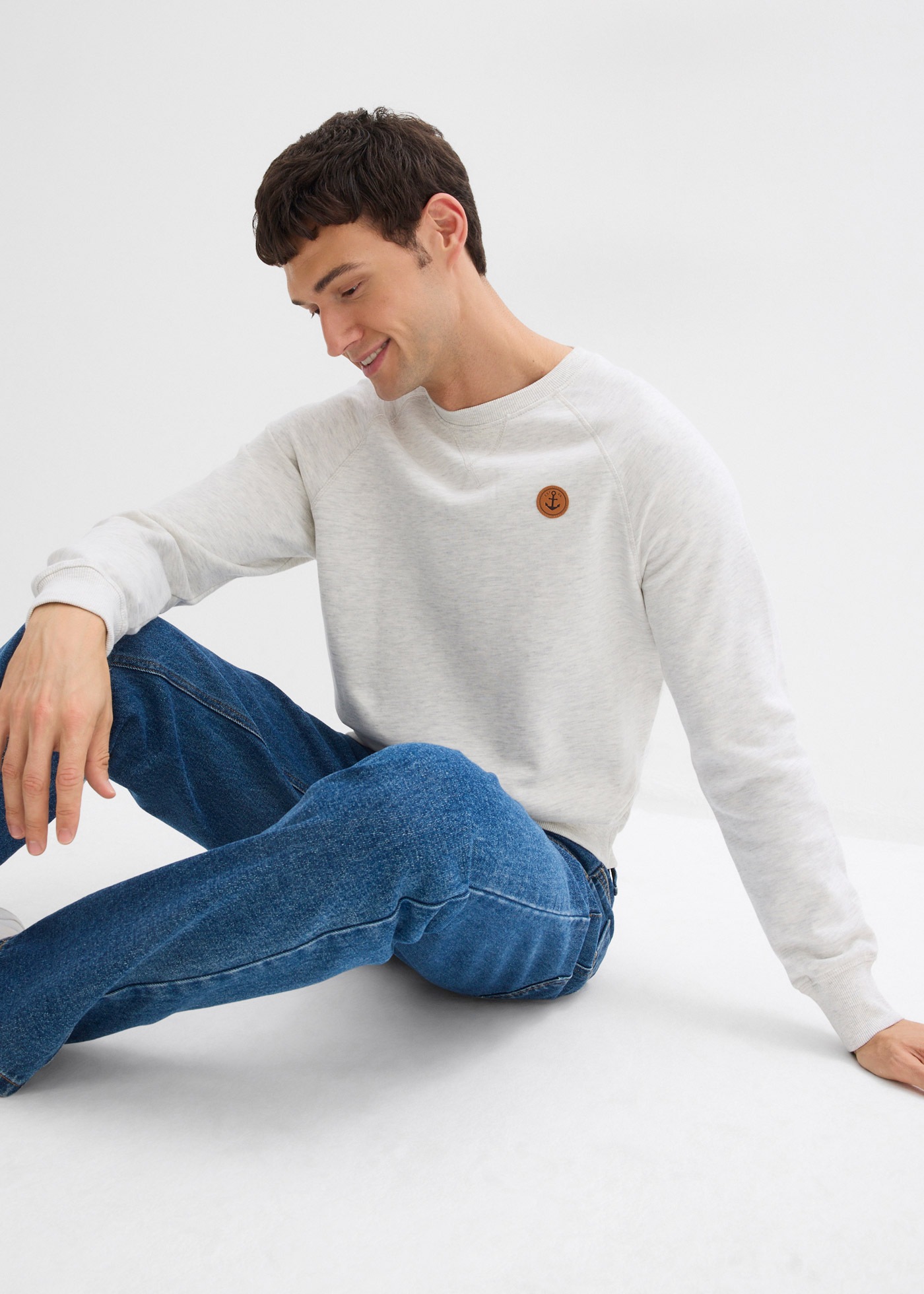 bonprix Sweatshirt, 2 cuis Regular Fit, unifarben, aus Baumwolle und Polyester
