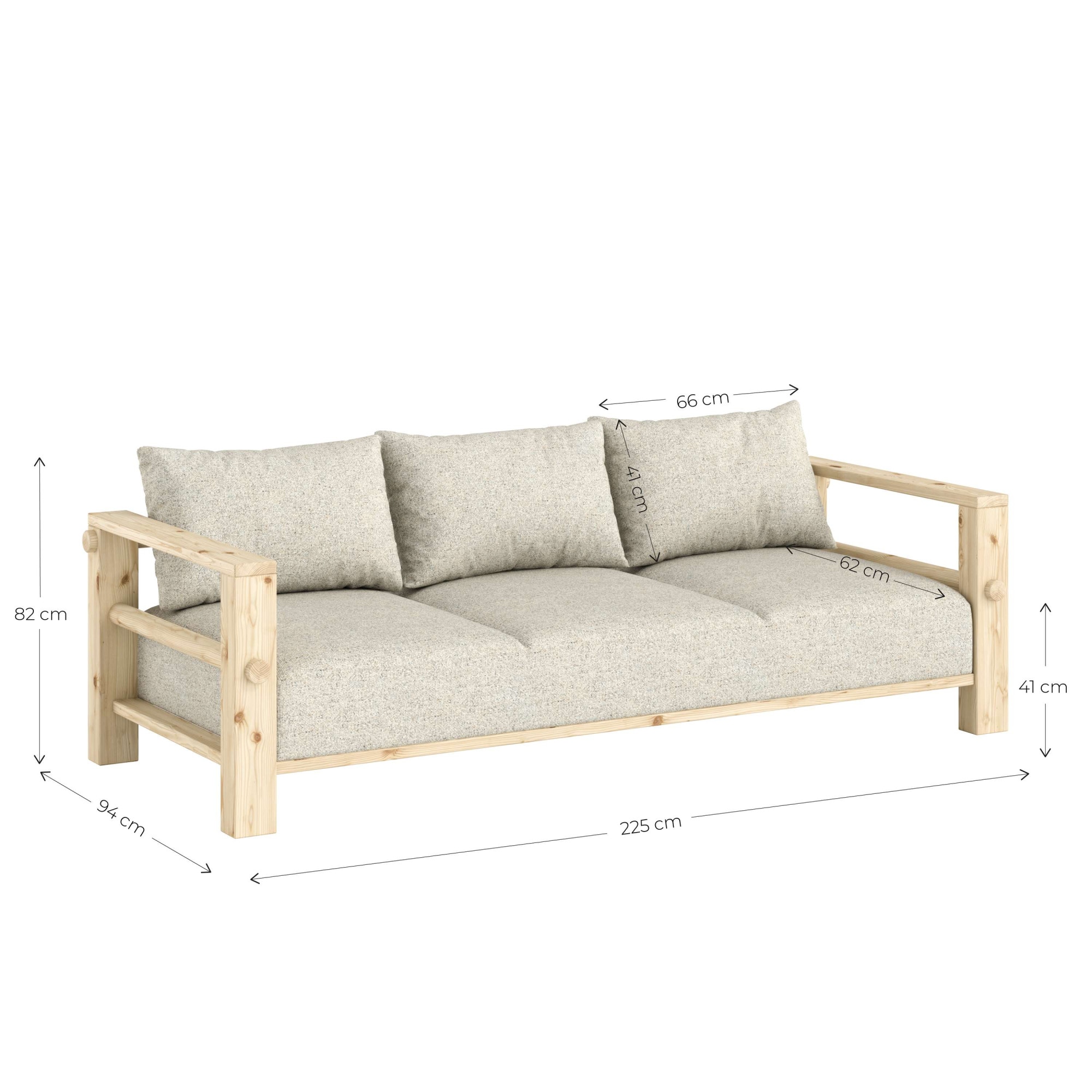 Karup Design Canapé »Bare Sofa, Schlafsofa mit Boxspring, 3-Sitzer, Couch, Bettfunktion« Matelas boxspring avec ressorts, 3 coussins dorsaux, fabriqué en Europe