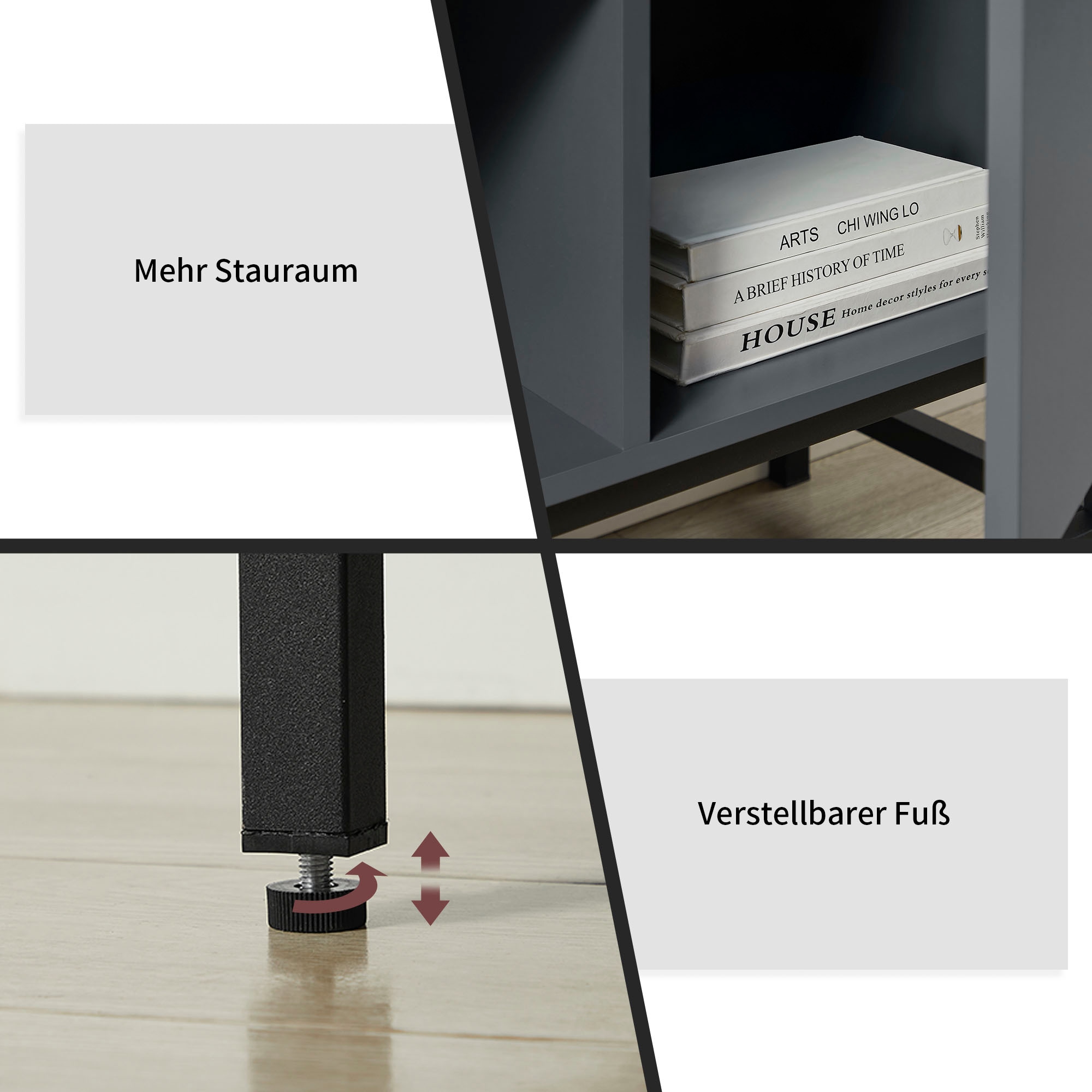 GOODproduct Highboard »Azly« pflegeleichte Melaminoberfläche, robustes Metallgestell, ABS-Kanten