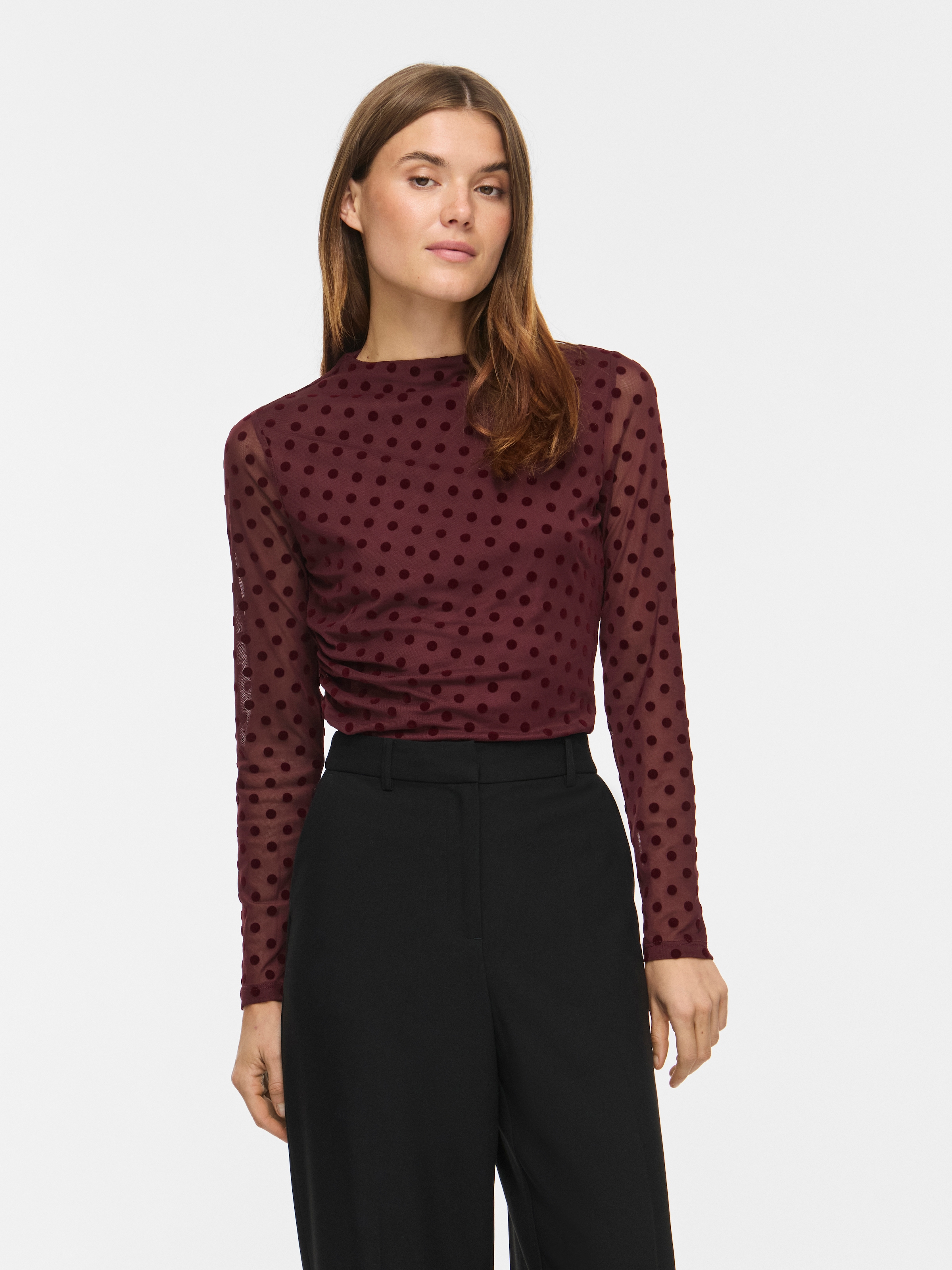 Vila T-shirt à manches longues »VIRIKKE L/S FUNNEL NECK TOP - NOOS« mélange de matières, coupe ajustée