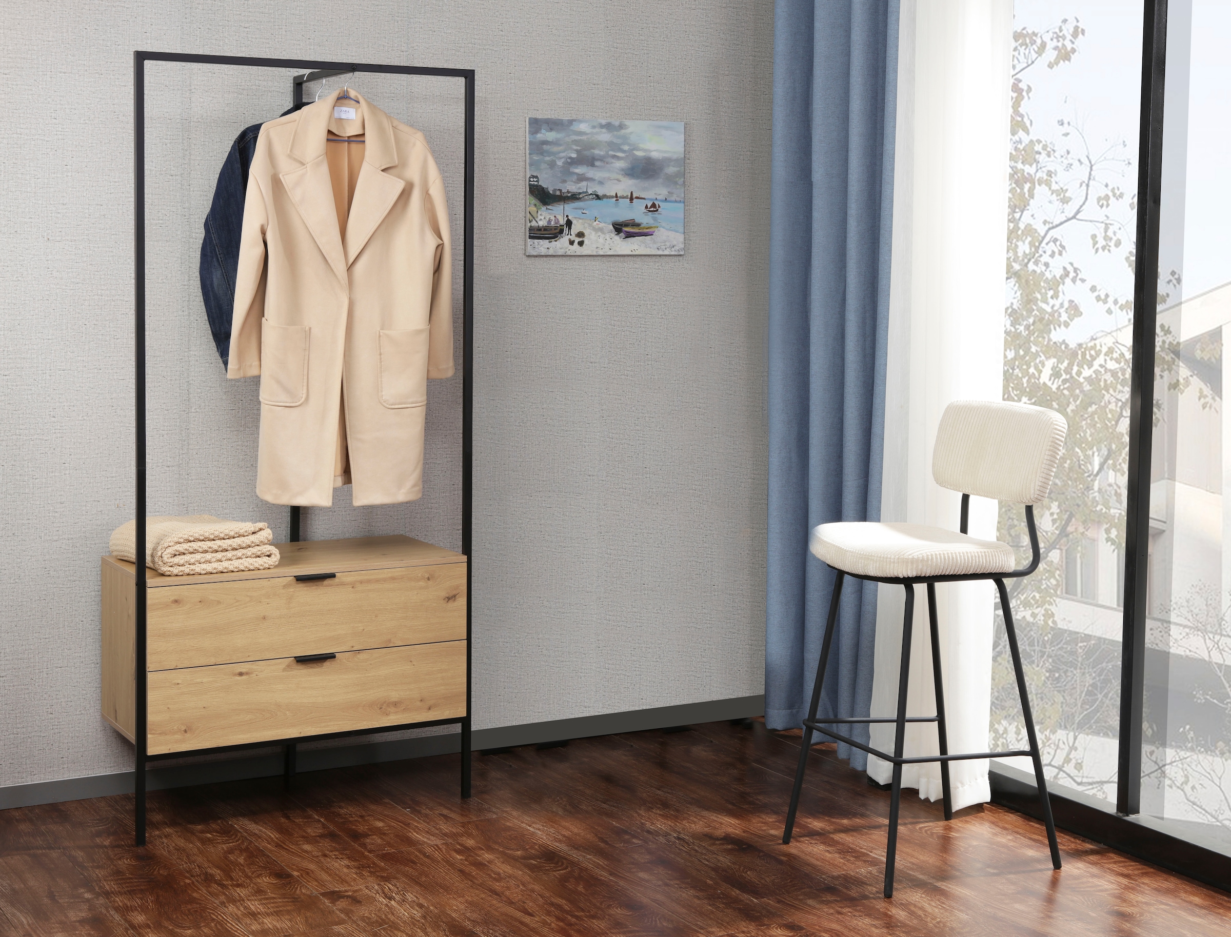 Home affaire Garderobenschrank »Innsbruck« 1 Stk. tlg. Garderobe mit Kleiderstange & 2 Schubladen - (B/T/H) 85/47/190 cm