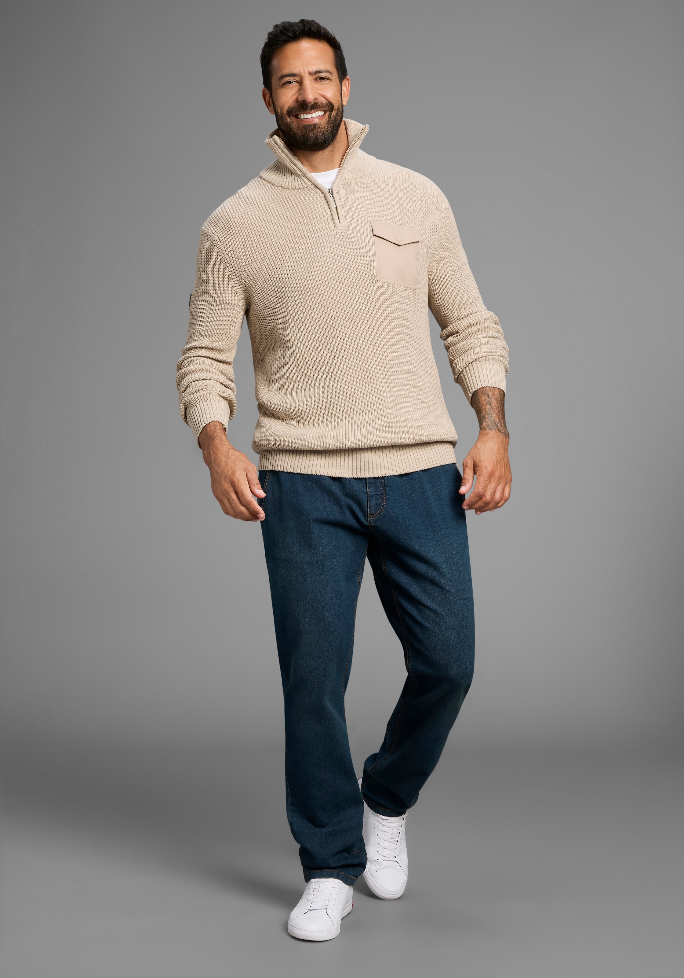 H.I.S Troyer »Neue Kollektion! Highlight Rippen-Optik!«, mit Brusttasche, Perfekt für die kältere Jahreszeit
