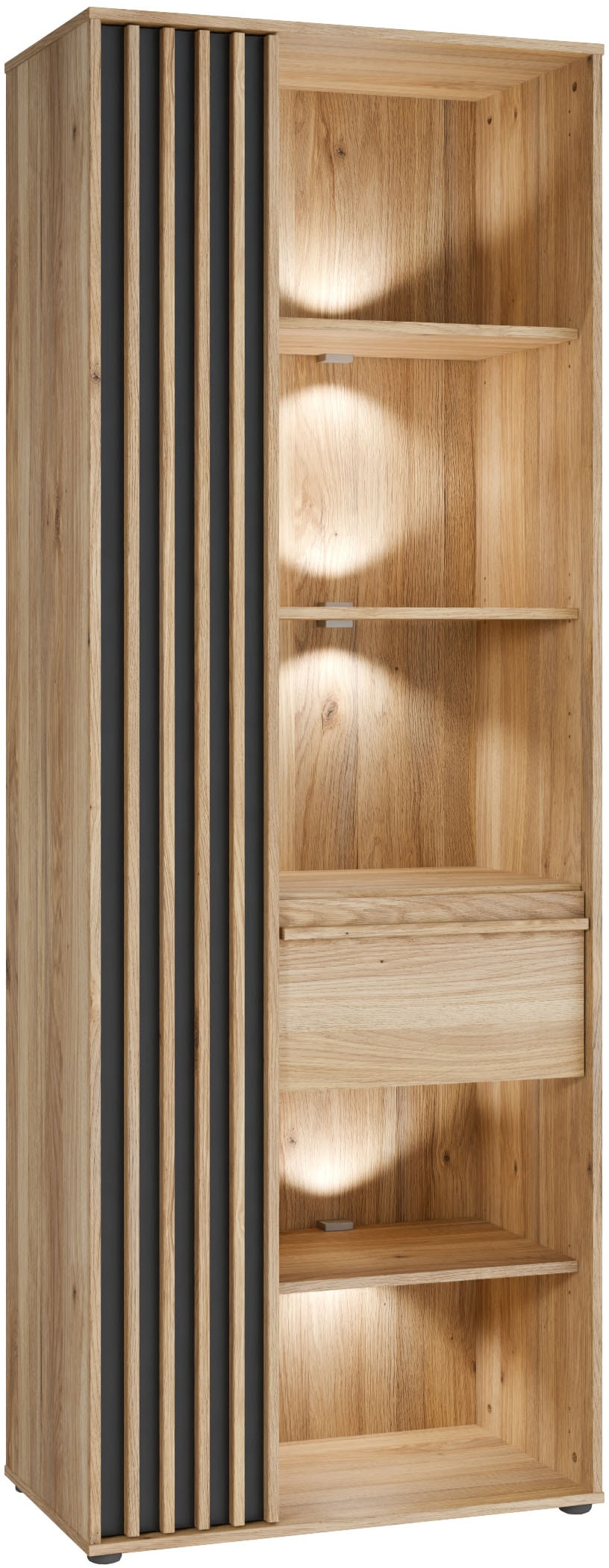 FORTE Étagère »Stauraumregal, 1T/1SK, Soft Close, Vollauszug SK« L/H/P 73,1/200,1/41,7 cm éclairage optionnel