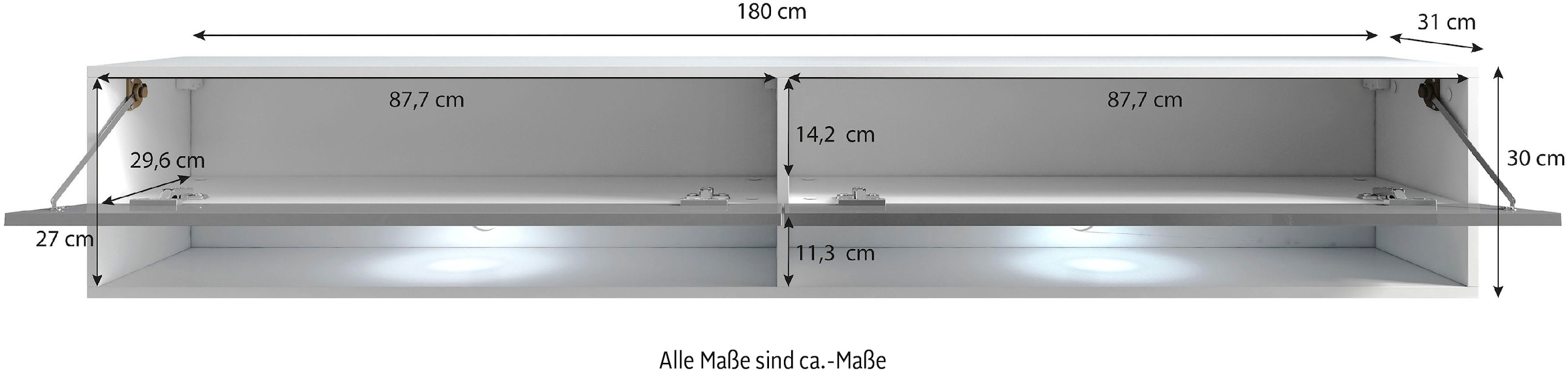 Home affaire Table basse Largeur 180 cm, debout et suspendu