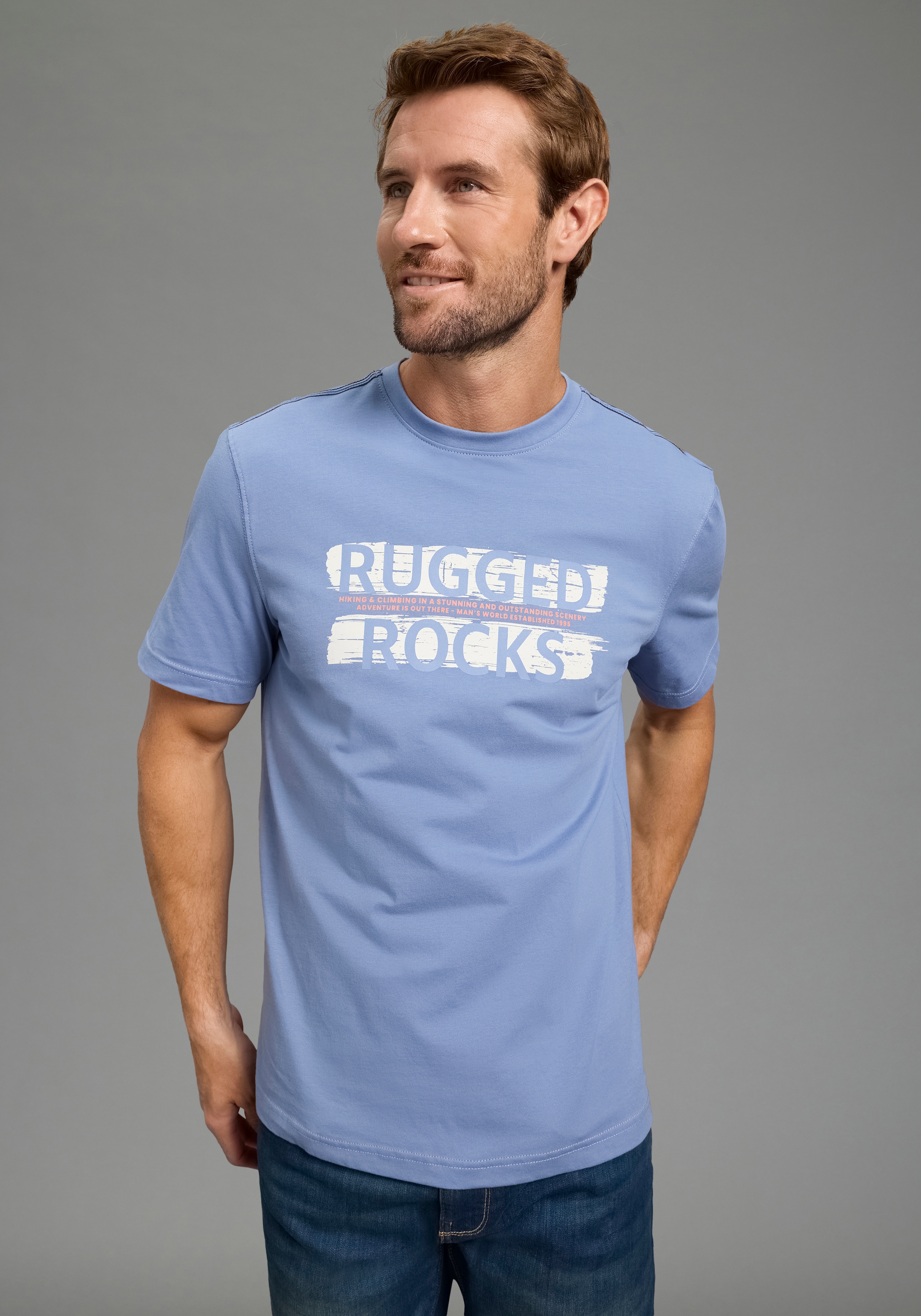 Man's World Shirt à col rond »Neue Kollektion!« style décontracté, manches courtes, coupe normale, imprimé