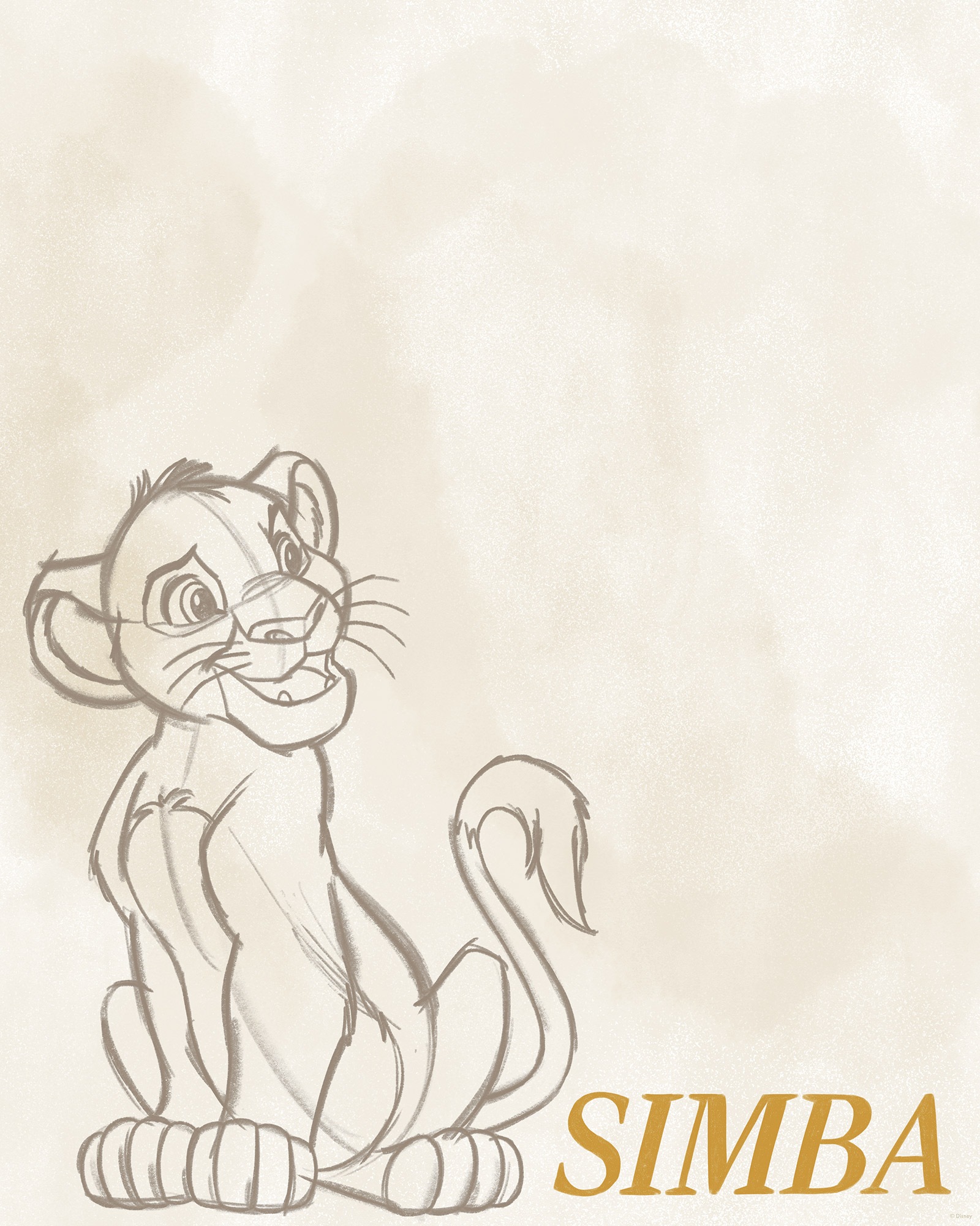 Komar Wandbild »Disney The Lion King Simba Sketch« Disney Set, 1 Stk. tlg. 40 x 50 cm (Breite x Höhe) - Kinderzimmer, Dekoration