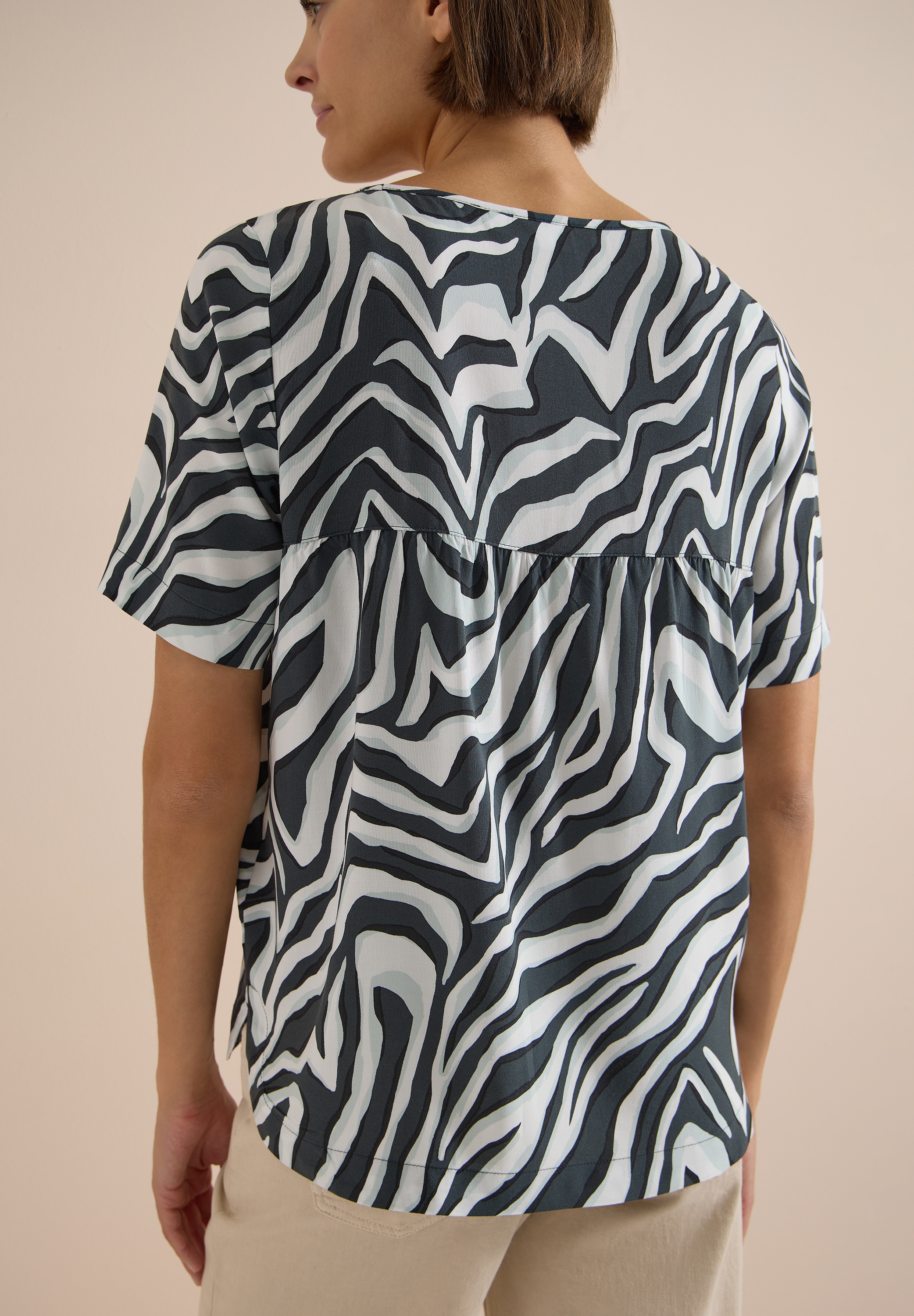 Cecil Chemisier à chemise Sommerbluse mit Rundhals und Print