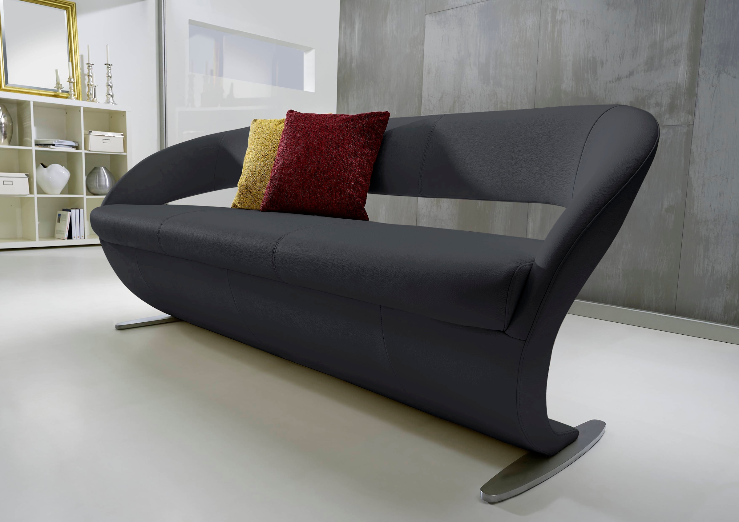 K+W Komfort & Wohnen Banc de salle à manger »Wave, Polsterbank« à design courbé avec patin métallique