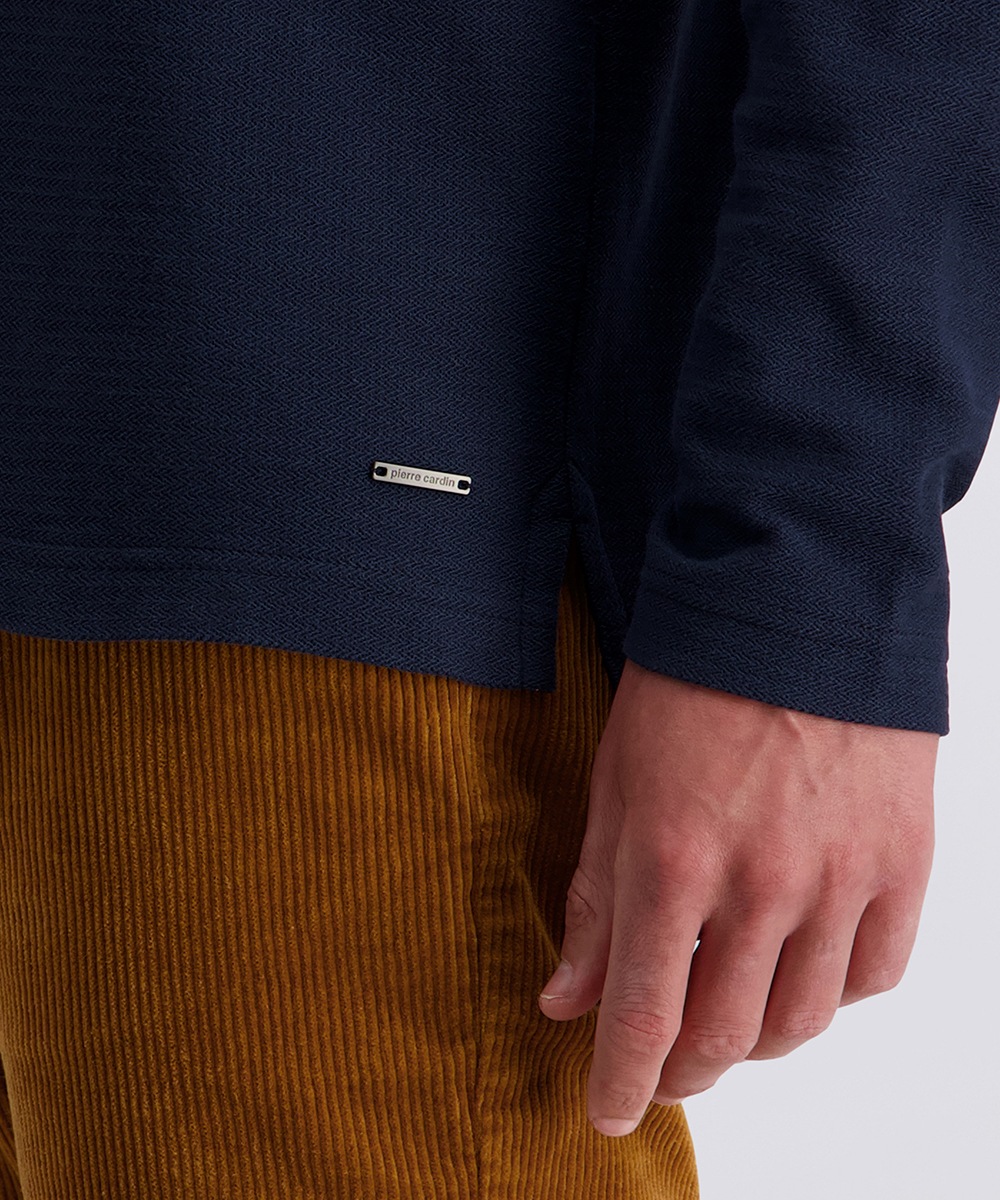 Pierre Cardin Langarm-Poloshirt mit Strukturmuster