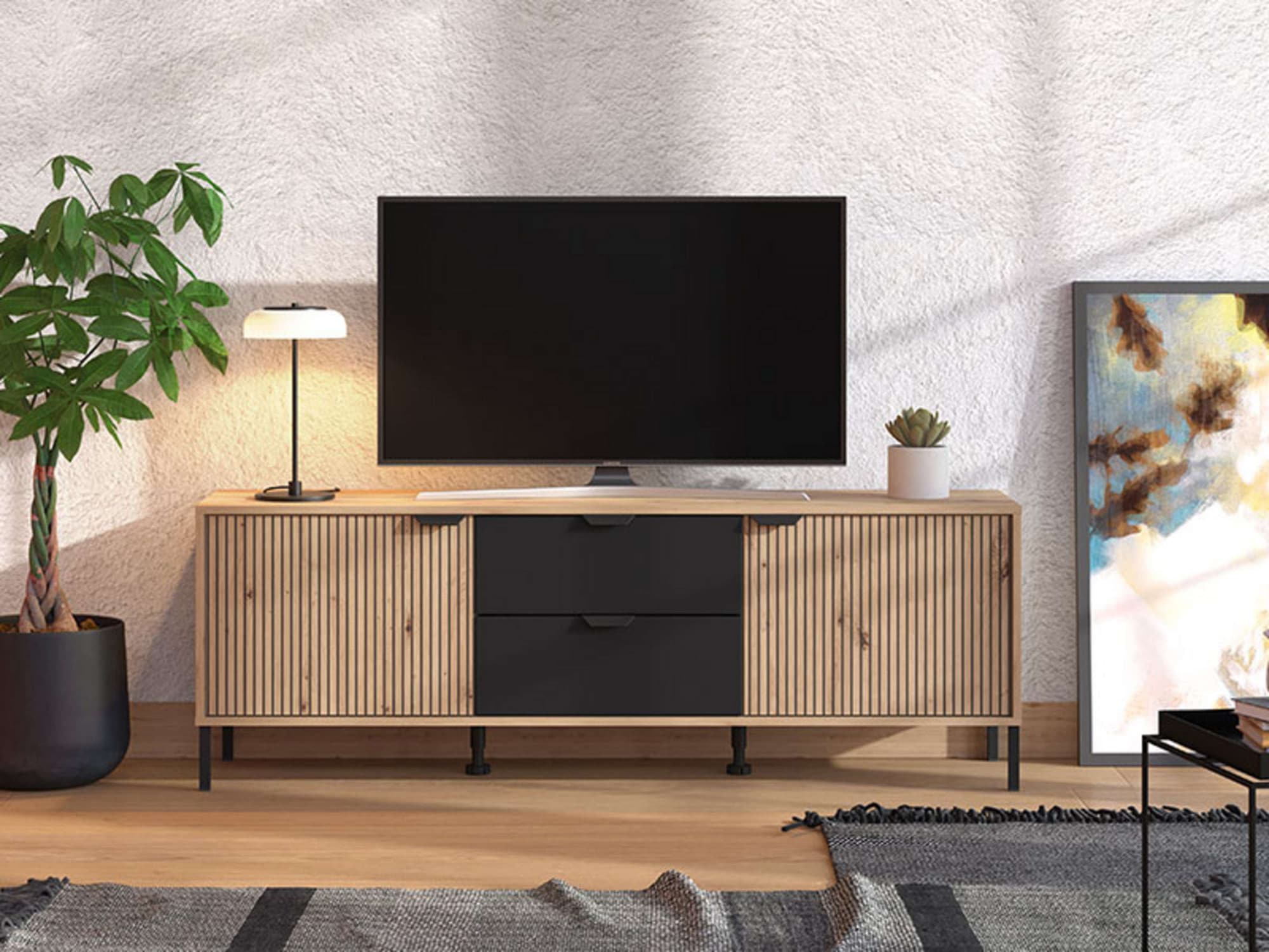 Home affaire Ensemble de salon »Mayenne, inkl. Vitrine H195cm, Highboard H137,5cm, TV-Board, Wandregal« Komplett-Set, 4 cuis tlg.