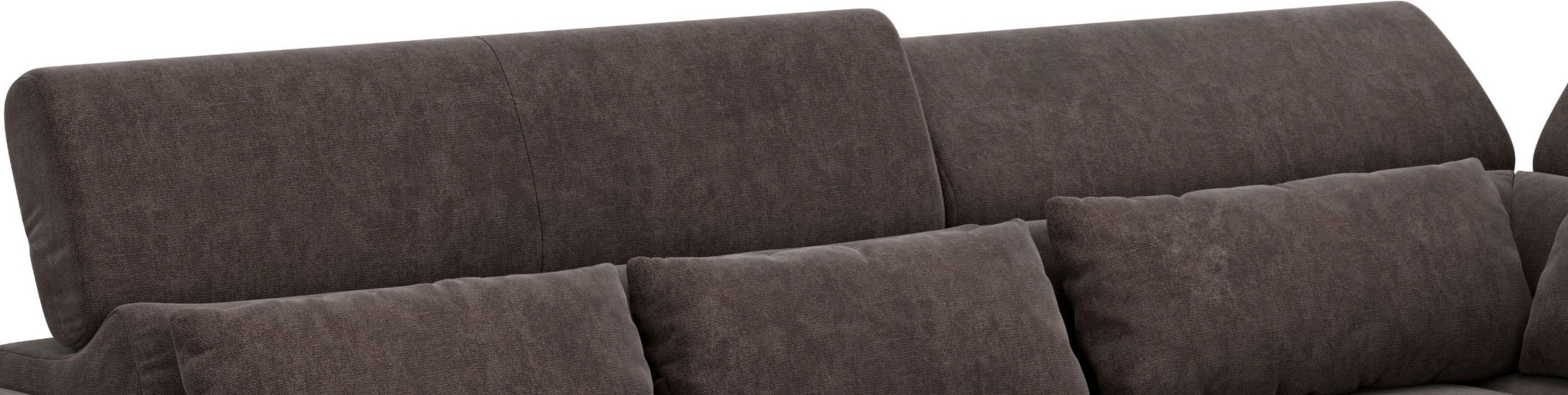 COTTA Canapé d'angle »Jade L Form, Breite: 270 cm, mit Kopfteilverstellung & Nierenkissen« réglage électrique optionnel de la profondeur d’assise