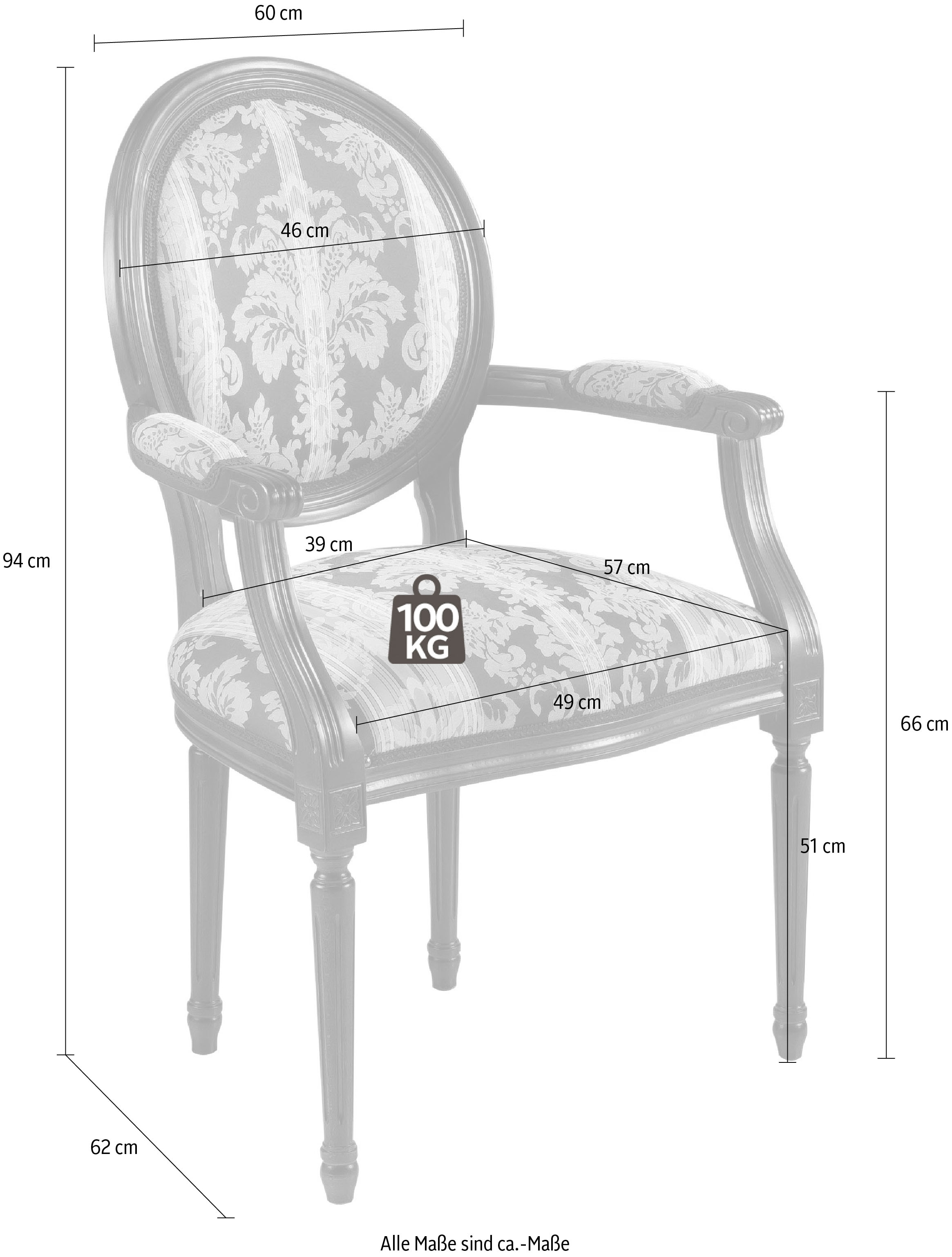 Home affaire Chaise avec accoudoirs »Stühle Valentina« () 1 cuisBreite 60 cm