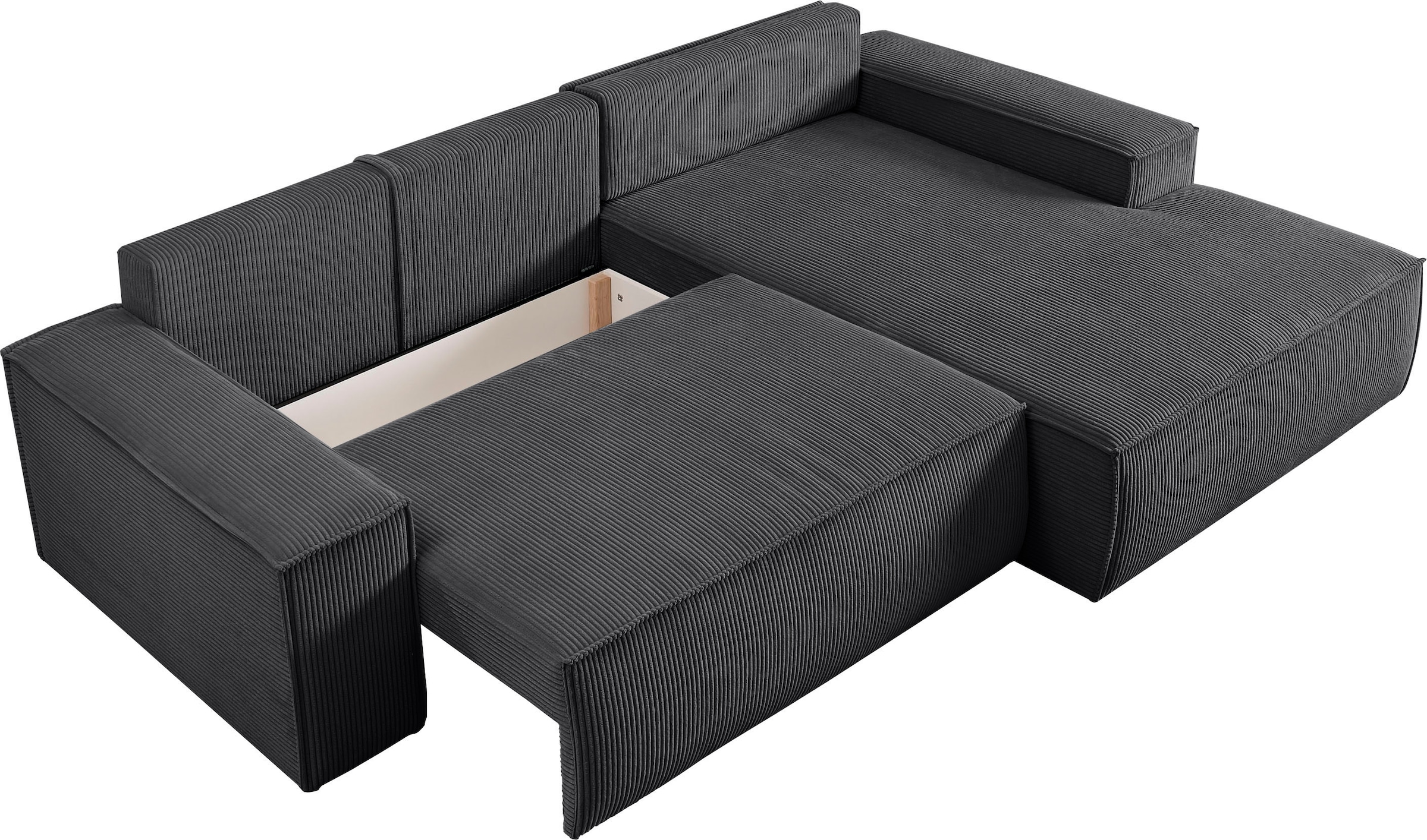 Home affaire Ecksofa »SHERWOOD L-Form, 267 cm - OTTO. Verlässliche Qualität.« Schlaffunktion mit Bettkasten (210x136 cm), Cord, Vintage, Samtvelours