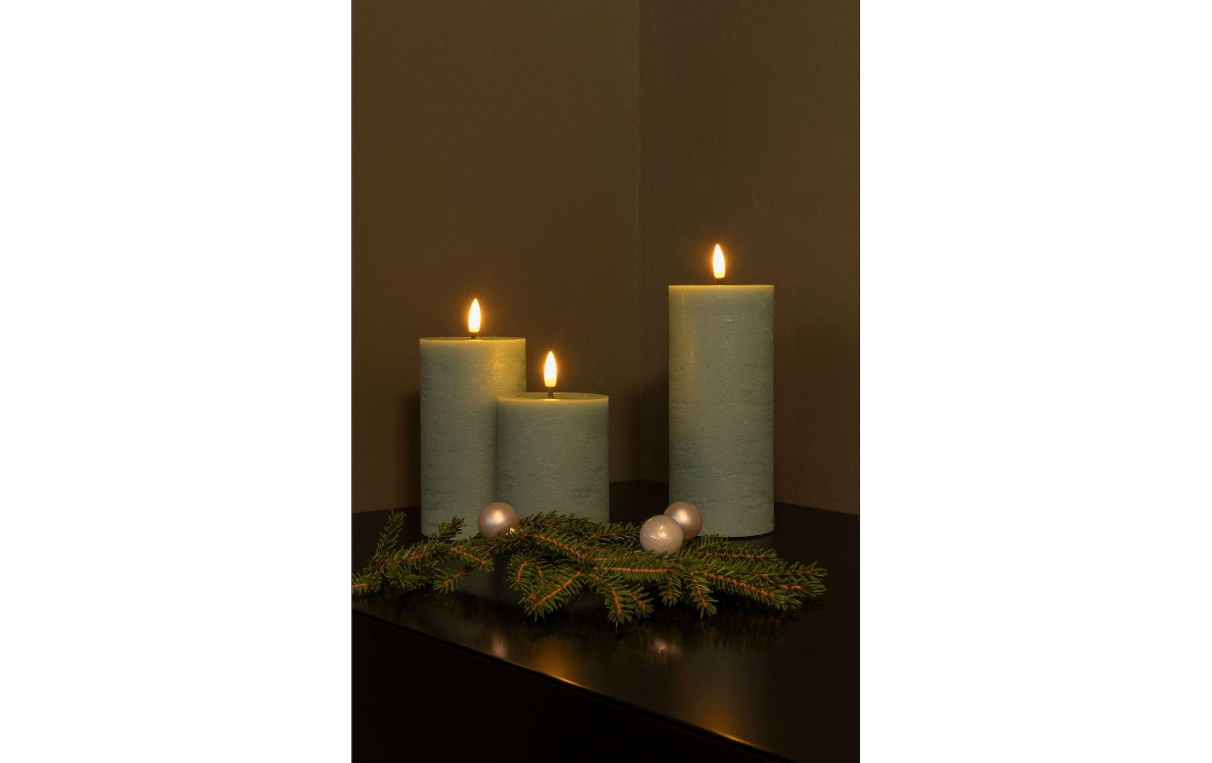 STT Bougie LED »Flat Candle Set Wachs, Grün, 10 / 13.5 / 17 cm«